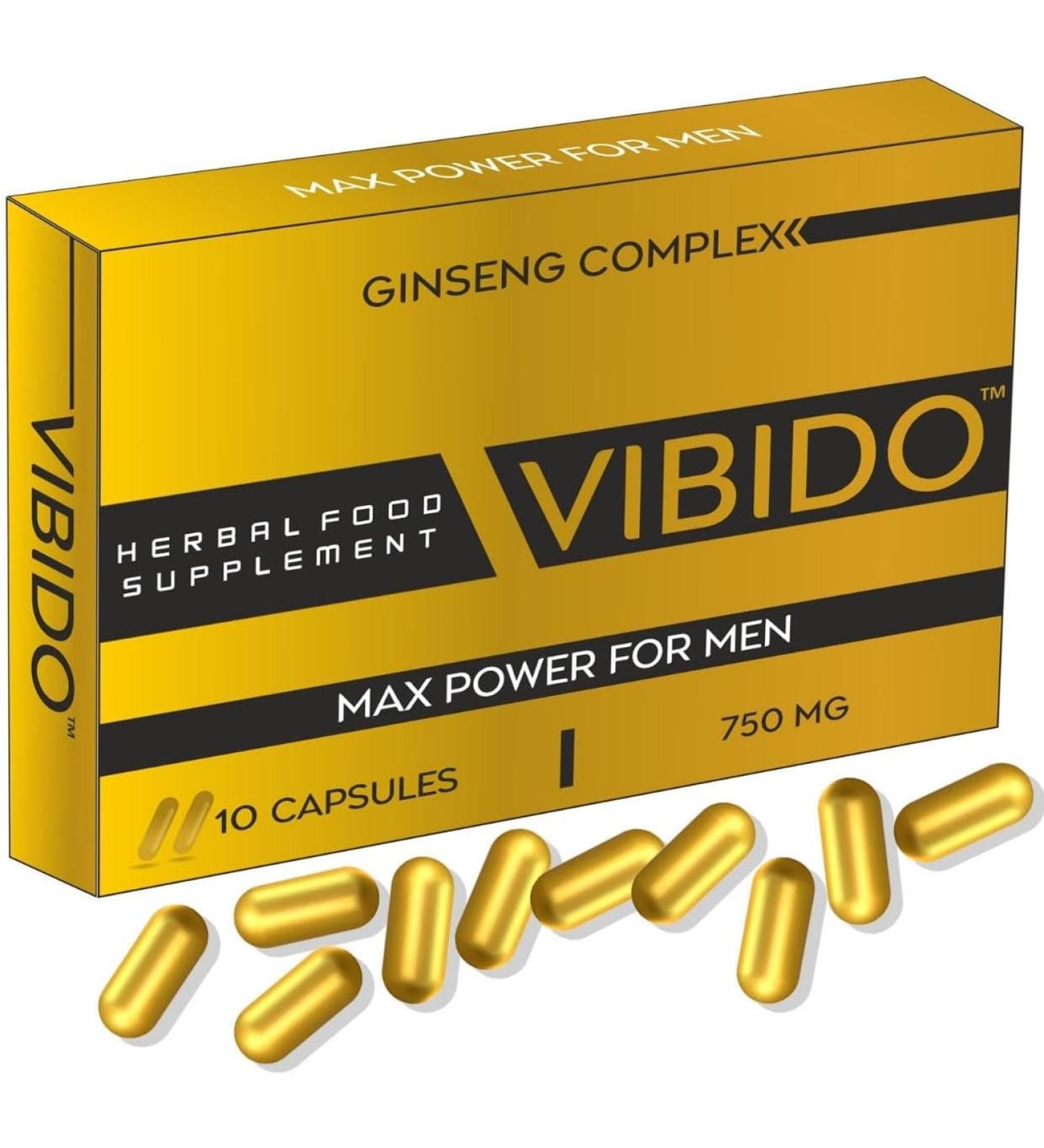 VIBIDO 750mg Extra Strength Enhancing Pills Ginseng for Men - 10 Capsules - Buy Online on GoSupps.com