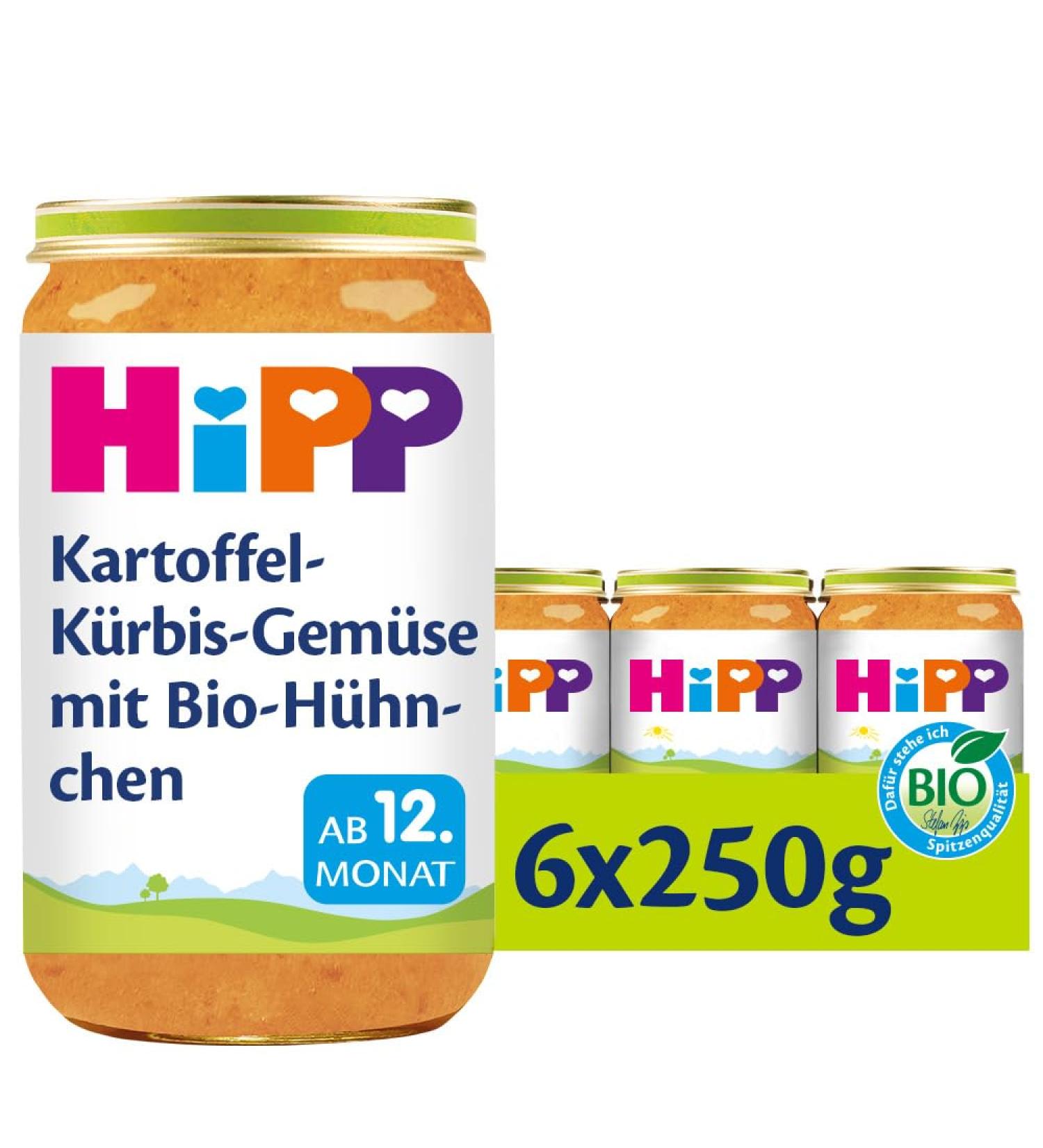HiPP Potato-Pumpkin-Vegetables with Organic Chicken - Pack of 6 (250g each) | Healthy Baby Food | International Shipping - Buy Online on GoSupps.com