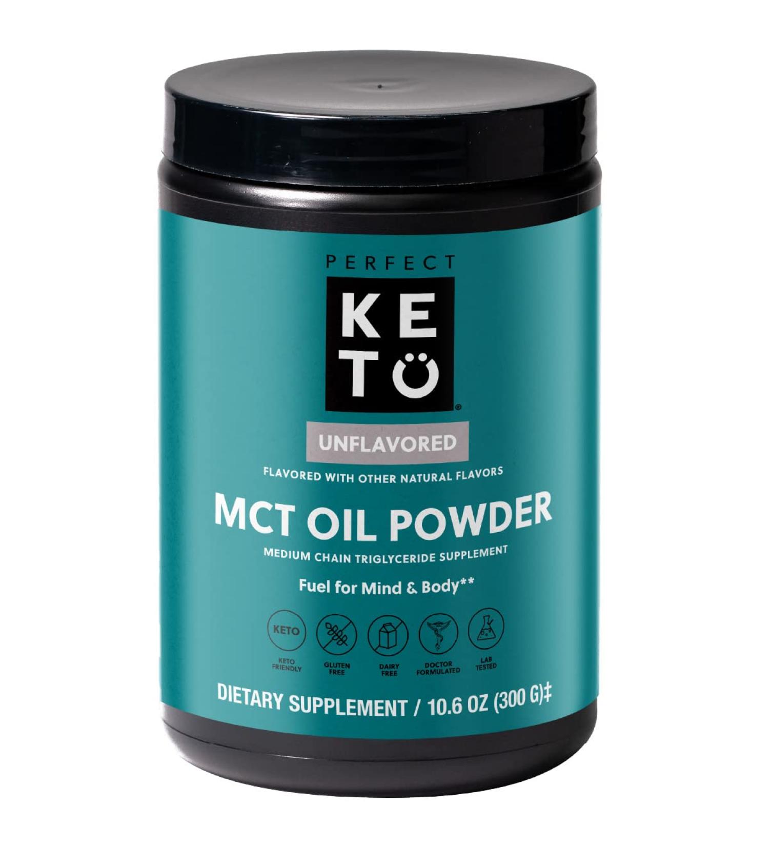 Perfect Keto MCT Oil C8 Powder  Coconut Medium Chain Triglycerides for Pure Clean Energy  Ketogenic Non Dairy Coffee Creamer  Bulk Supplement  Helps Boost Ketones  Unflavored - Buy Online on GoSupps.com