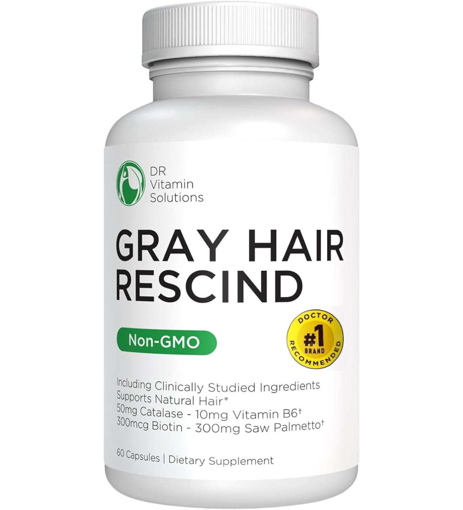 Gray Hair Rescind with Catalase - Anti-Gray Hair Supplements for Men and Women - Biotin  Saw Palmetto  Antiaging - Restore Natural Hair Color and Reverse Gray Hair - Buy Online on GoSupps.com