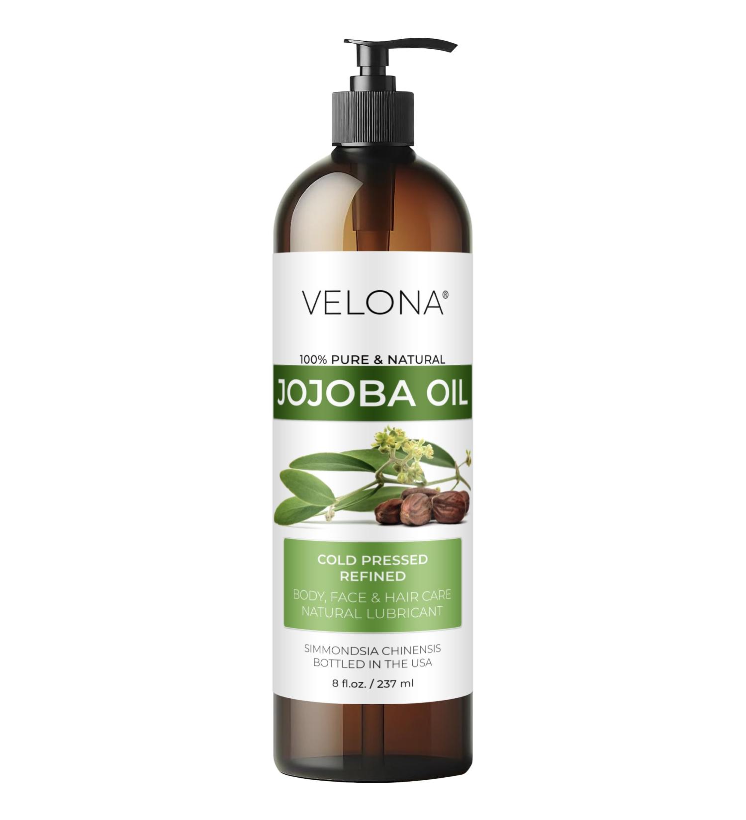 Velona Jojoba Oil 8 fl oz | 100% Pure & Natural Carrier Oil for Face Hair Body | Cold Pressed & Refined Moisturizer - Shop Now - Buy Online on GoSupps.com