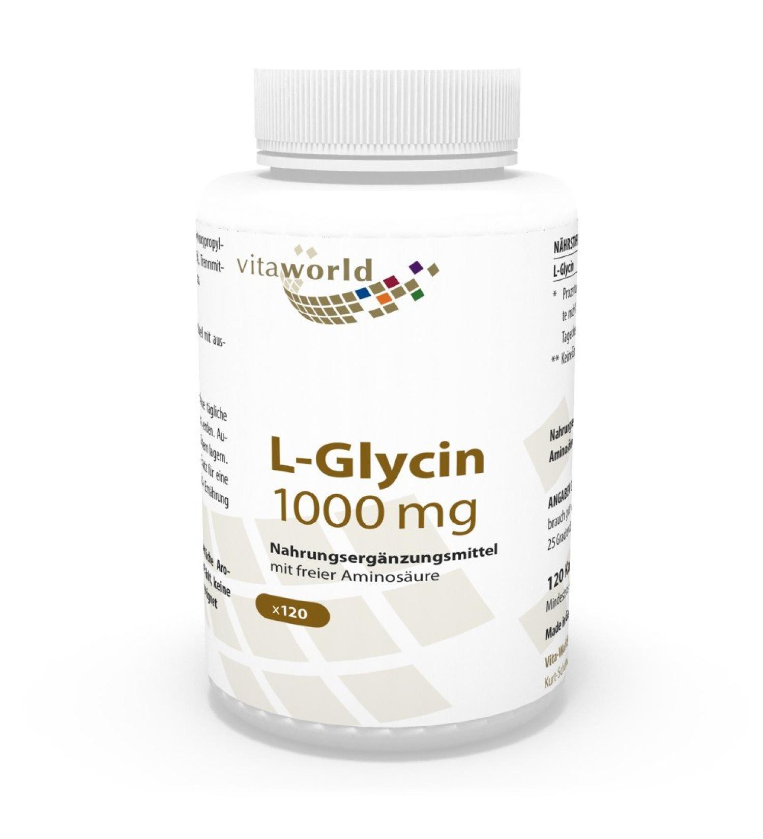 Vita World L-Glycine 1000mg 120 Capsules Made in Germany