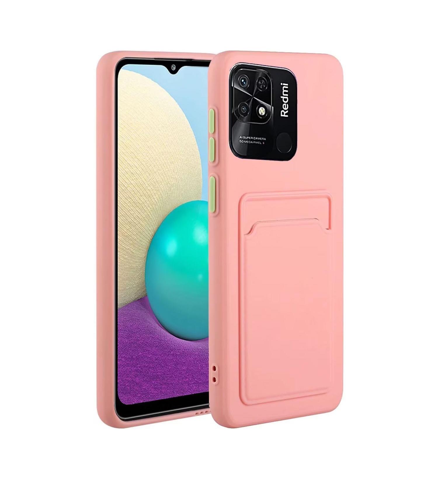Buy Tivenfezk Nadoli Ultra Thin Silicone Case for Xiaomi Redmi 10C - Shockproof Scratch-Resistant Wallet Cover with Credit Card Holder - Pink - Buy Online on GoSupps.com