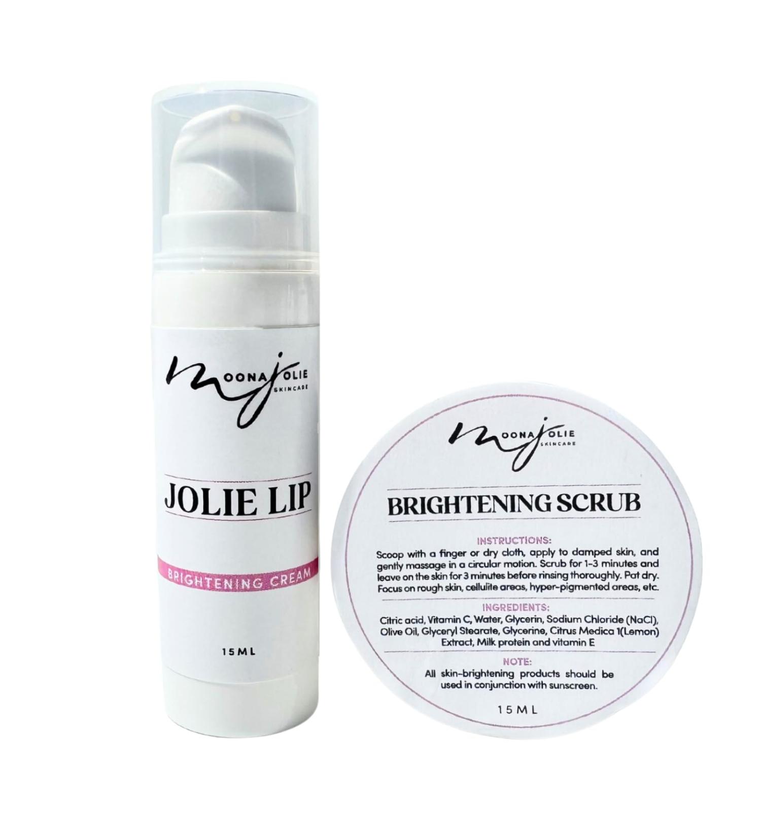 Moona Jolie Lip Kit | Hydrating Lip Cream & Organic Exfoliating Scrub - Nourish & Revitalize Lips with Vitamin C Kojic Acid & Jojoba Oil - International Shipping Available - Buy Online on GoSupps.com