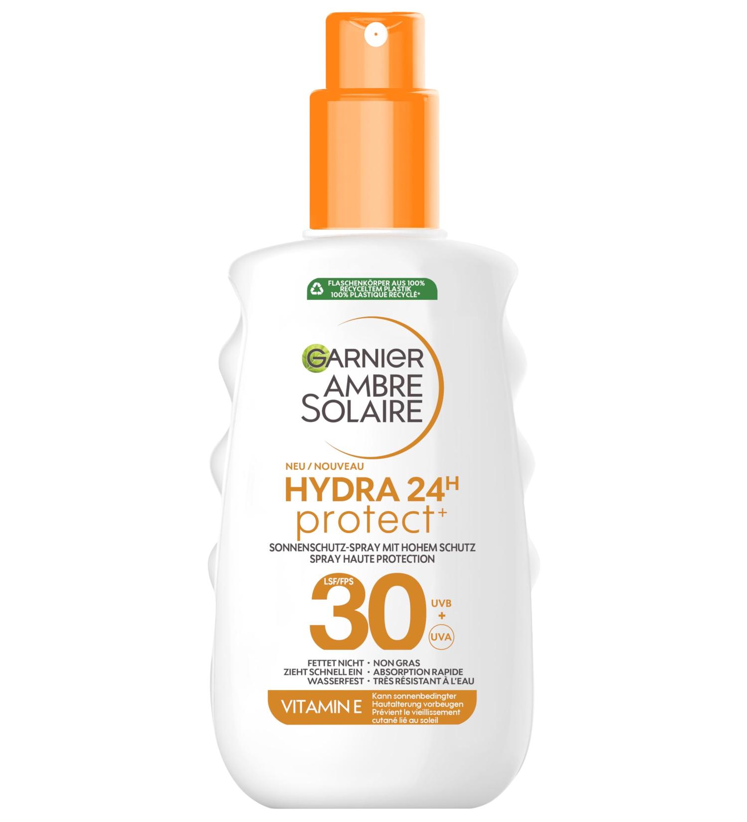 Garnier Ambre Solaire Hydra Protect+ Sunscreen 24 hours SPF 30 protection against UVA and UVB with vitamin C 150 ml