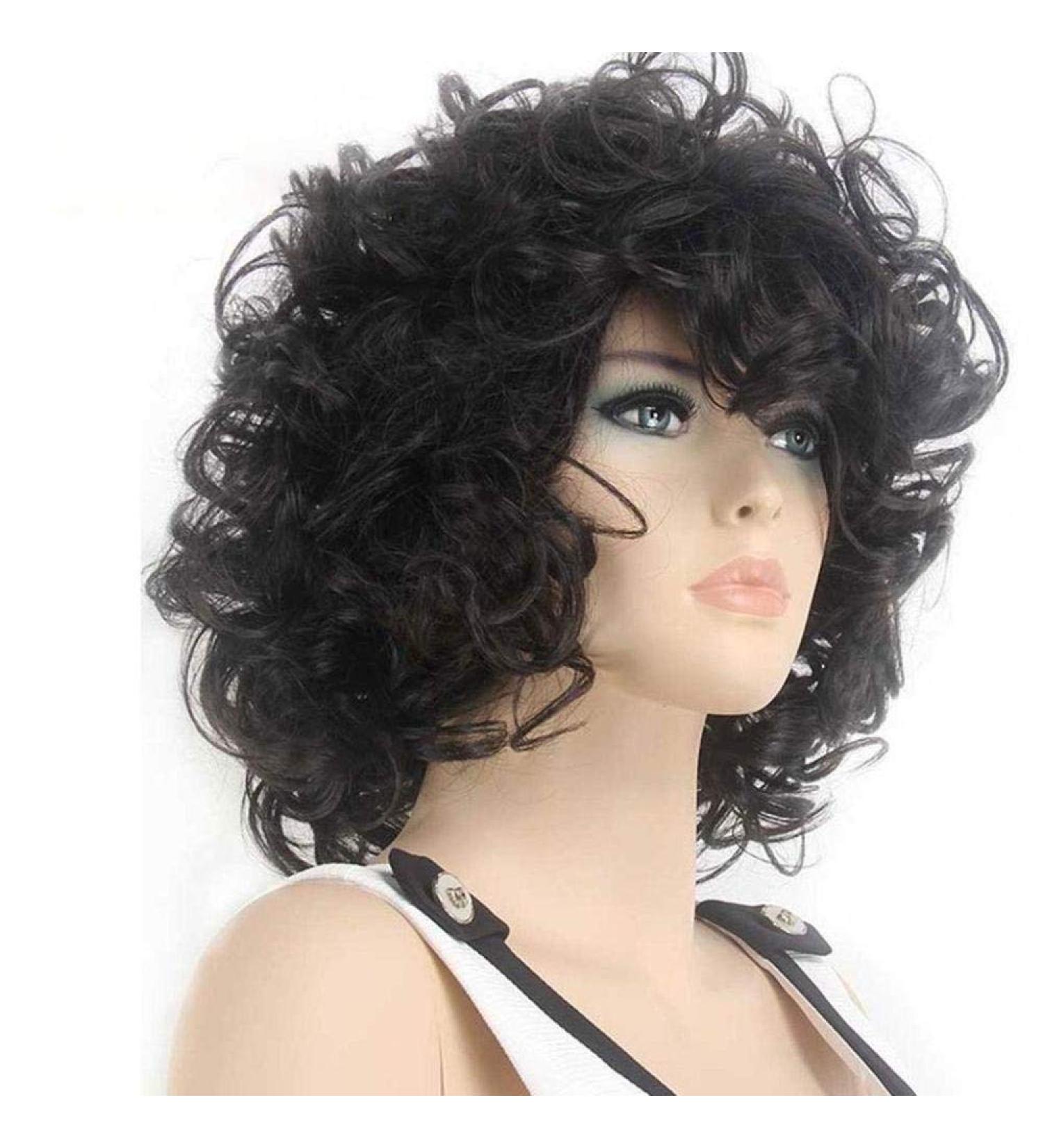 Synthetic Curly Wig for Black Women | 16 Layered Natural Weave | Capless Medium Hair - Buy Online on GoSupps.com