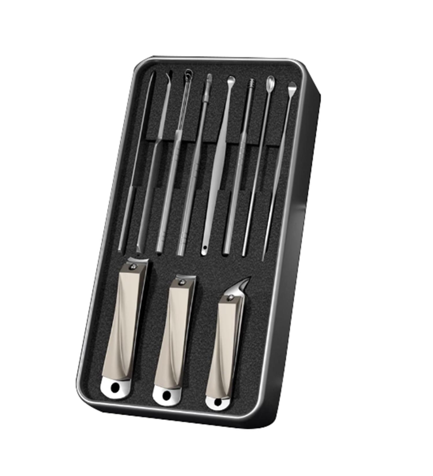 Nail Scissors Manicure Set Nail Clippers Tools Household Ear Spoon Nail Cutters Kit for Manicure Tools for Everyday use Toenail Clippers Black - Buy Online on GoSupps.com