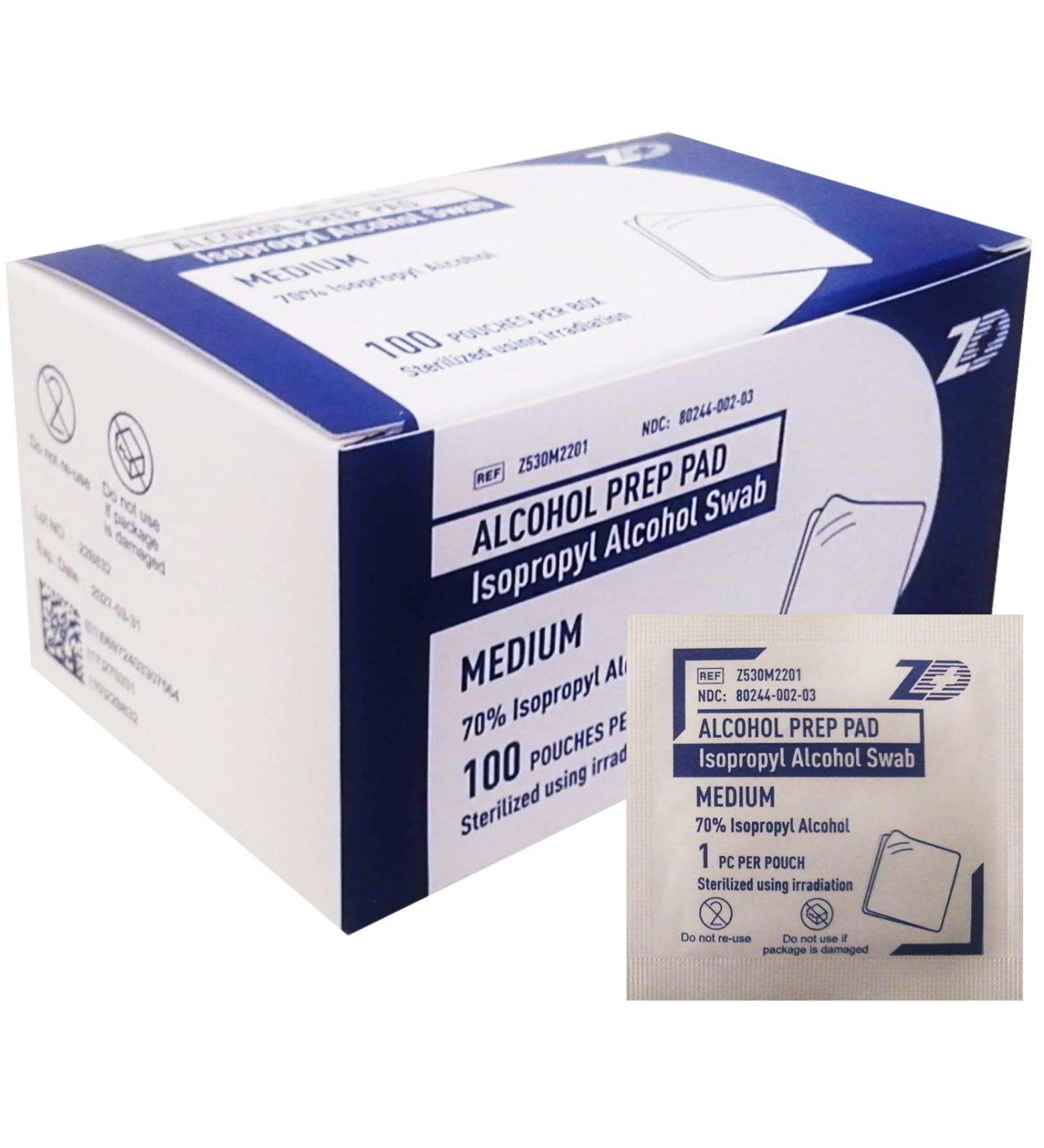 100-Pack Alcohol Prep Pads - Sterile, Individually-Wrapped Isopropyl Cotton Swabs - Buy Online on GoSupps.com