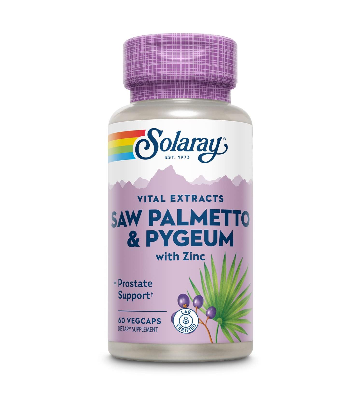 Solaray Pygeum & Saw Palmetto Supplement 60ct - Prostate Support - Buy Online on GoSupps.com