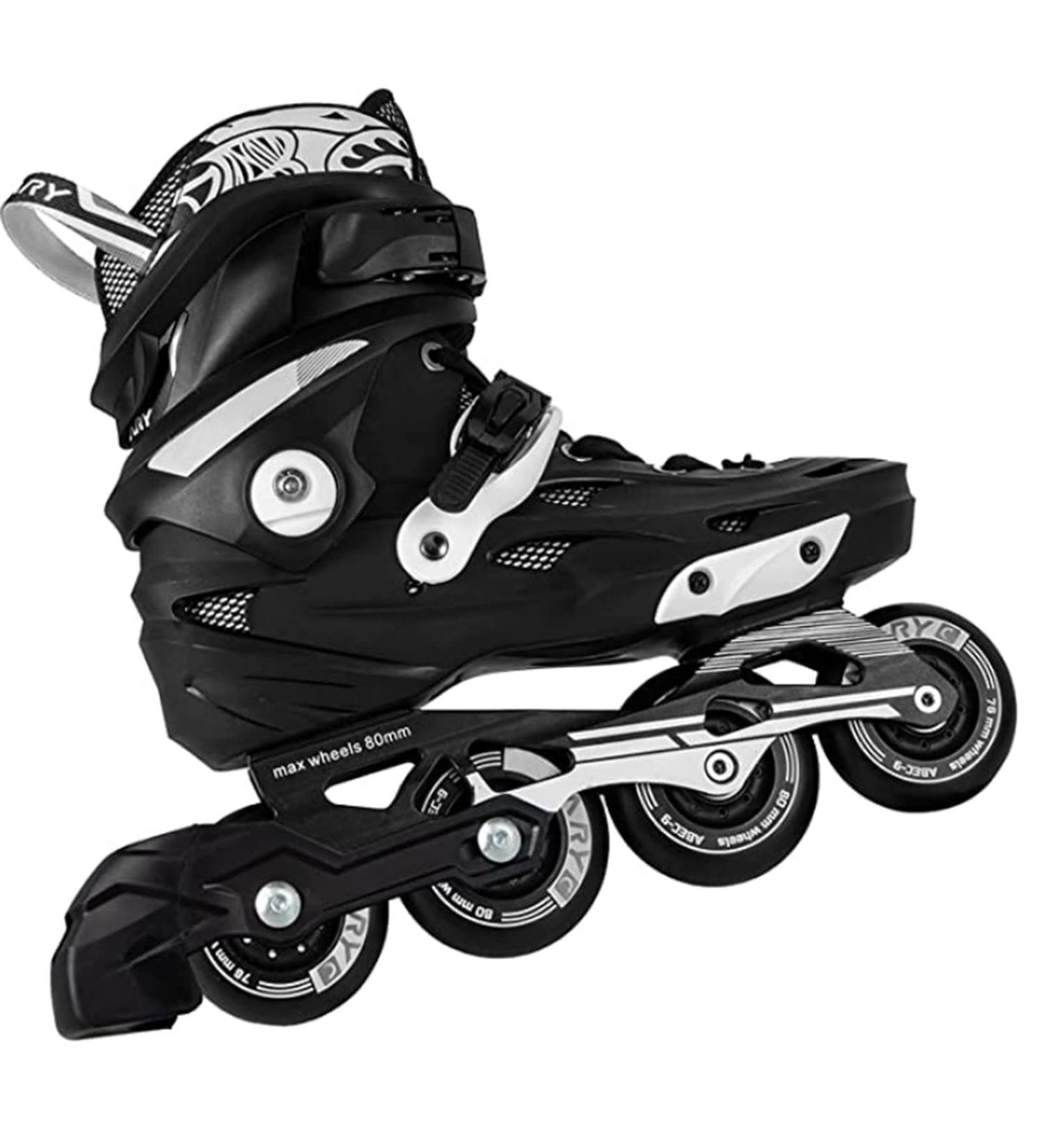 Adult 4 Wheel Speed Inline Roller Skates - High Performance Fitness Racing Skates - Black - Men 9-9.5/Women 9.5-10/26-26.5cm - Buy Online on GoSupps.com