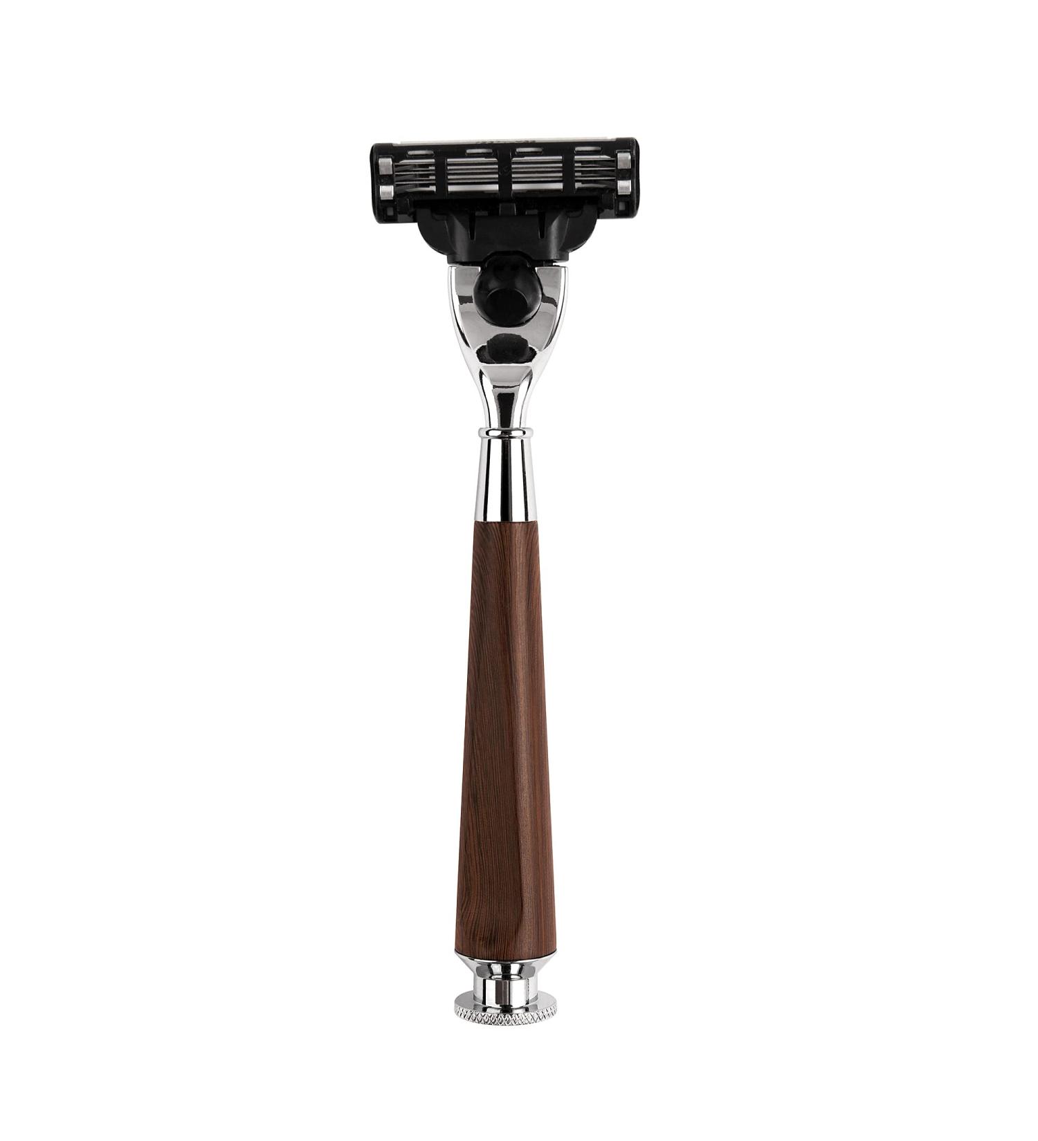 Favali Razor Plane - Elegant Walnut Razor Hobel with 3 Fusion 3 Compatible Blades - High-Quality Wet Razor for Men & Women - Buy Online on GoSupps.com