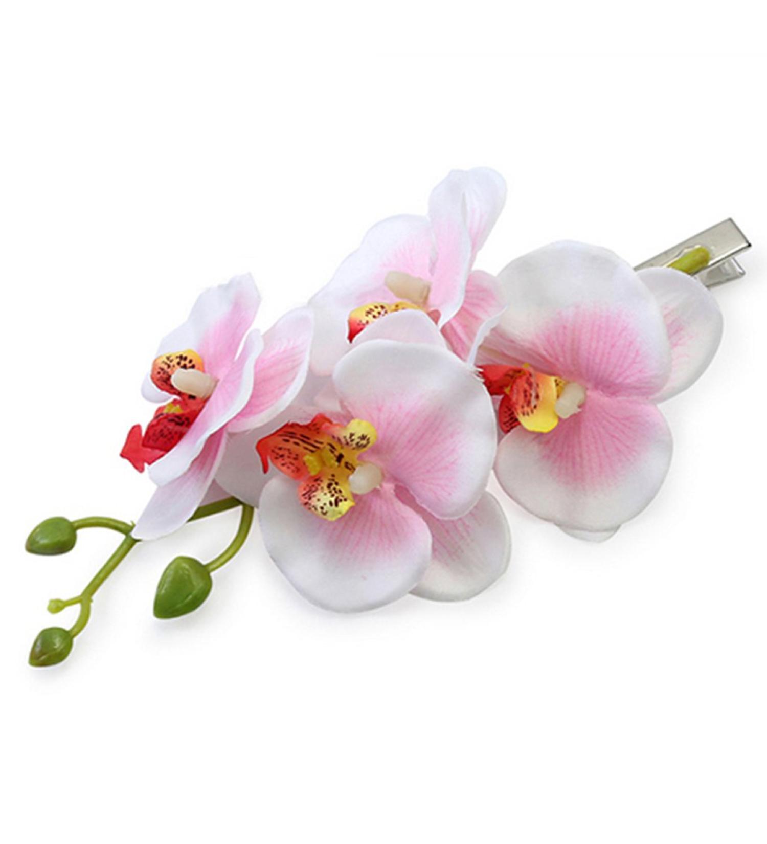 Women Fashion Orchid Flower Hair Clips for Wedding Bridal Hawaii Party Hair Accessories (White) - Buy Online on GoSupps.com