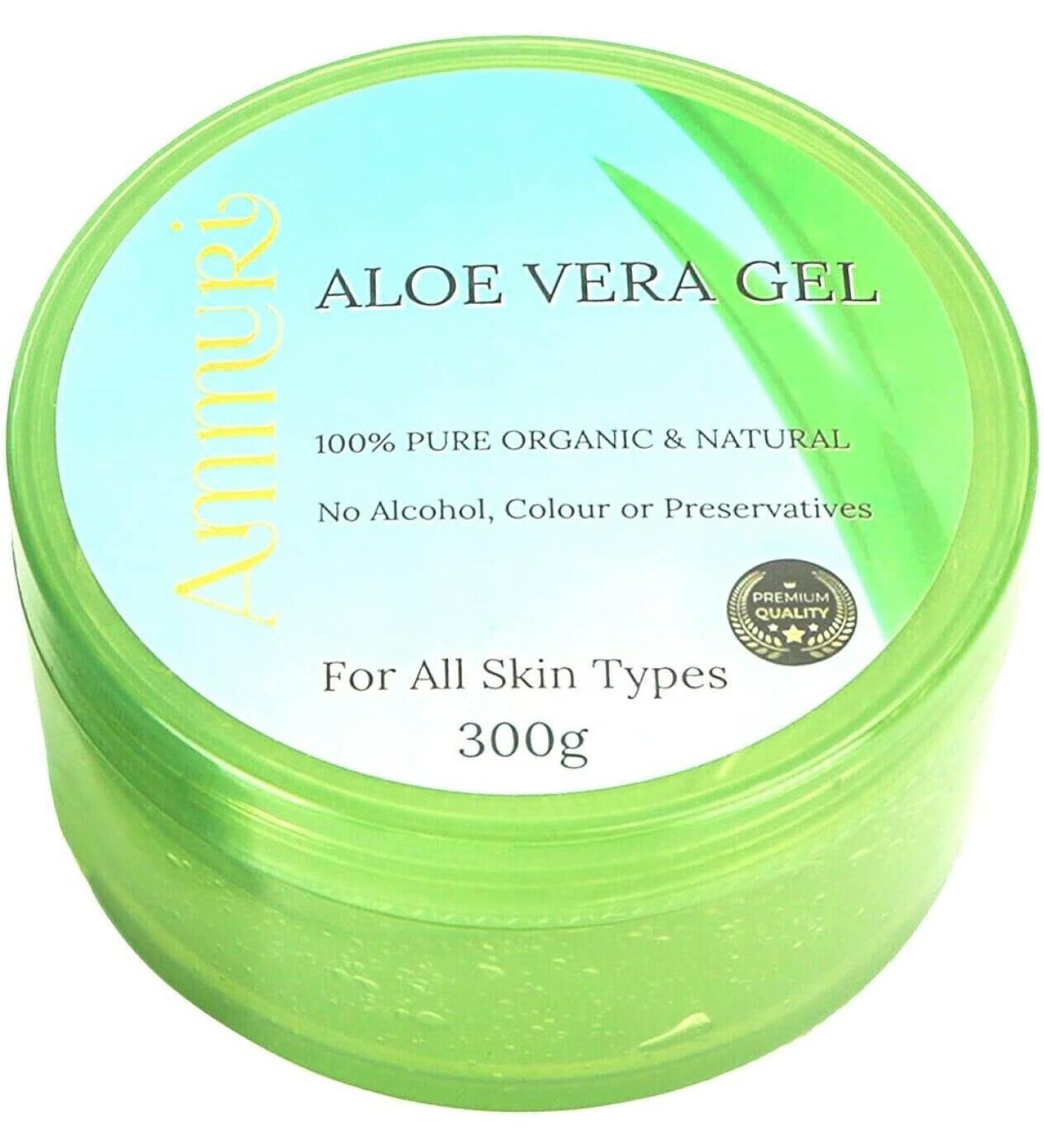 Ammuri 100% Organic Aloe Vera Gel 300g Jar - for Face, Hair & Body Care, Acne Scar Treatment - Buy Online on GoSupps.com