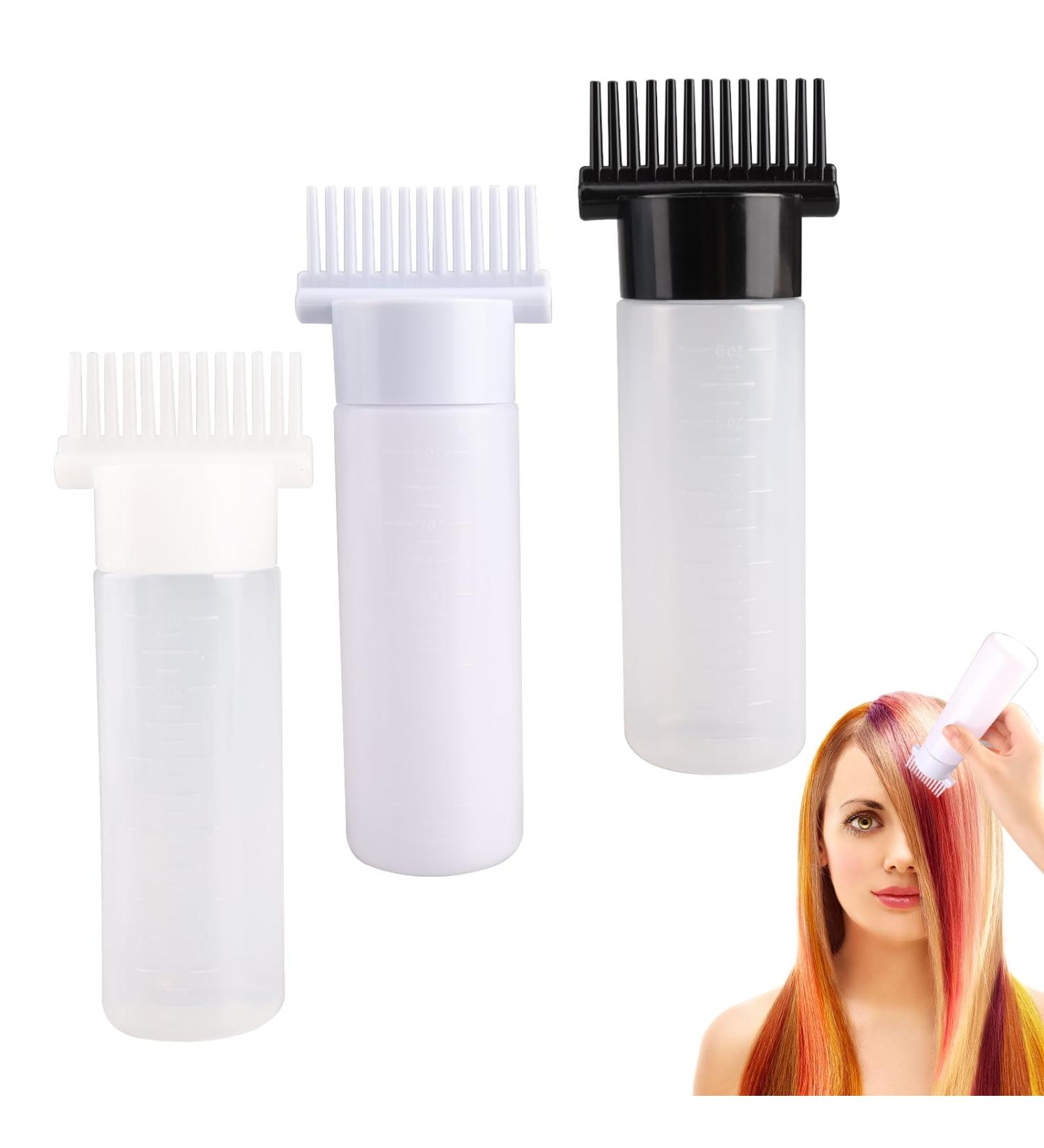 FINEASY 3 Pcs Hair Dye Brush Bottle 180ML Root Comb Applicator Bottle Hair Dyeing Bottle Brush Hair Coloring Dye Applicator Scalp Treament for Salon DIY Shampoo - Buy Online on GoSupps.com