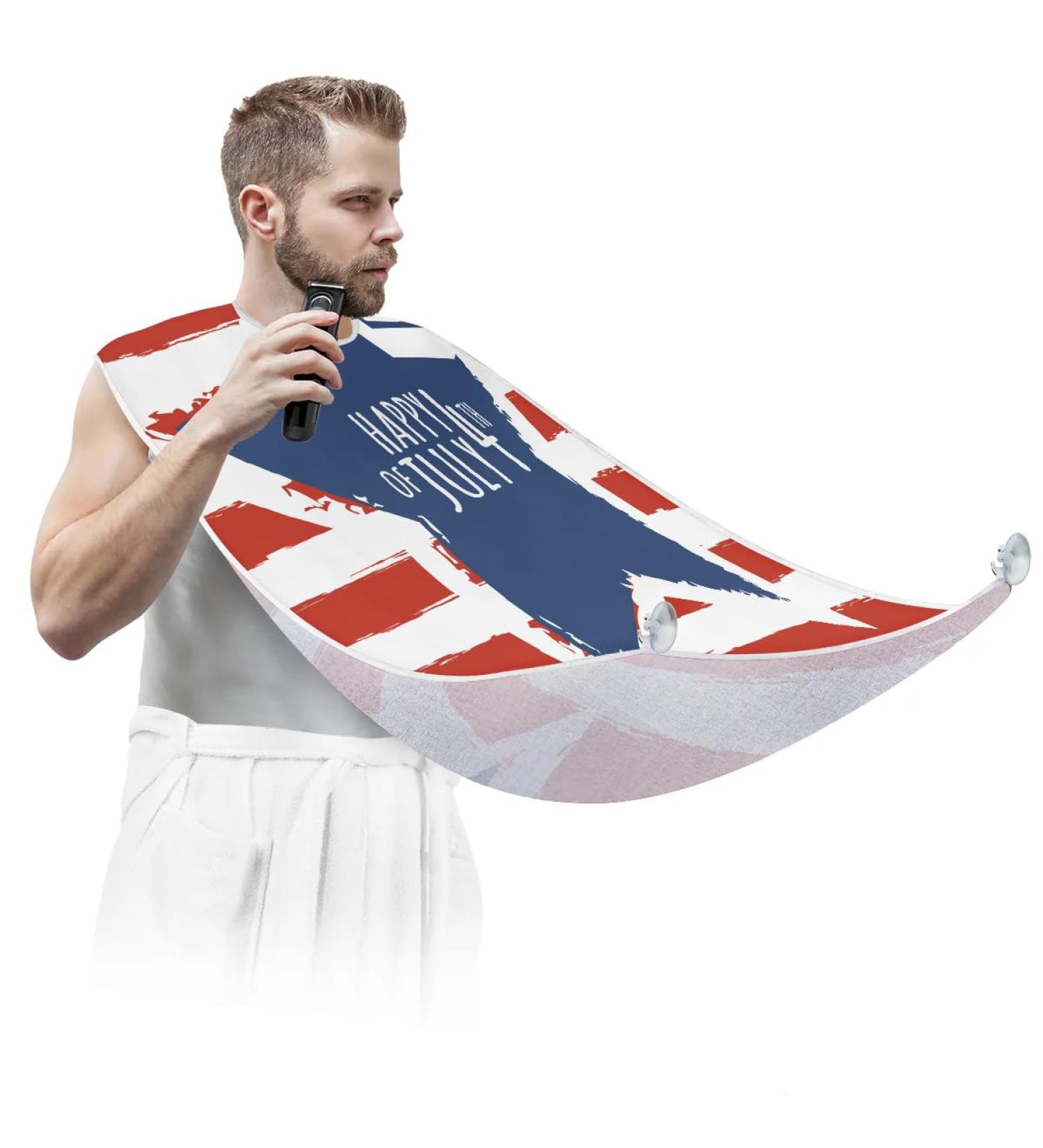 Beard Bib Apron for Men - Non-Stick Waterproof Hair Catcher | Perfect for Grooming & Trimming | 4th July Independence Day Gift - Buy Online on GoSupps.com