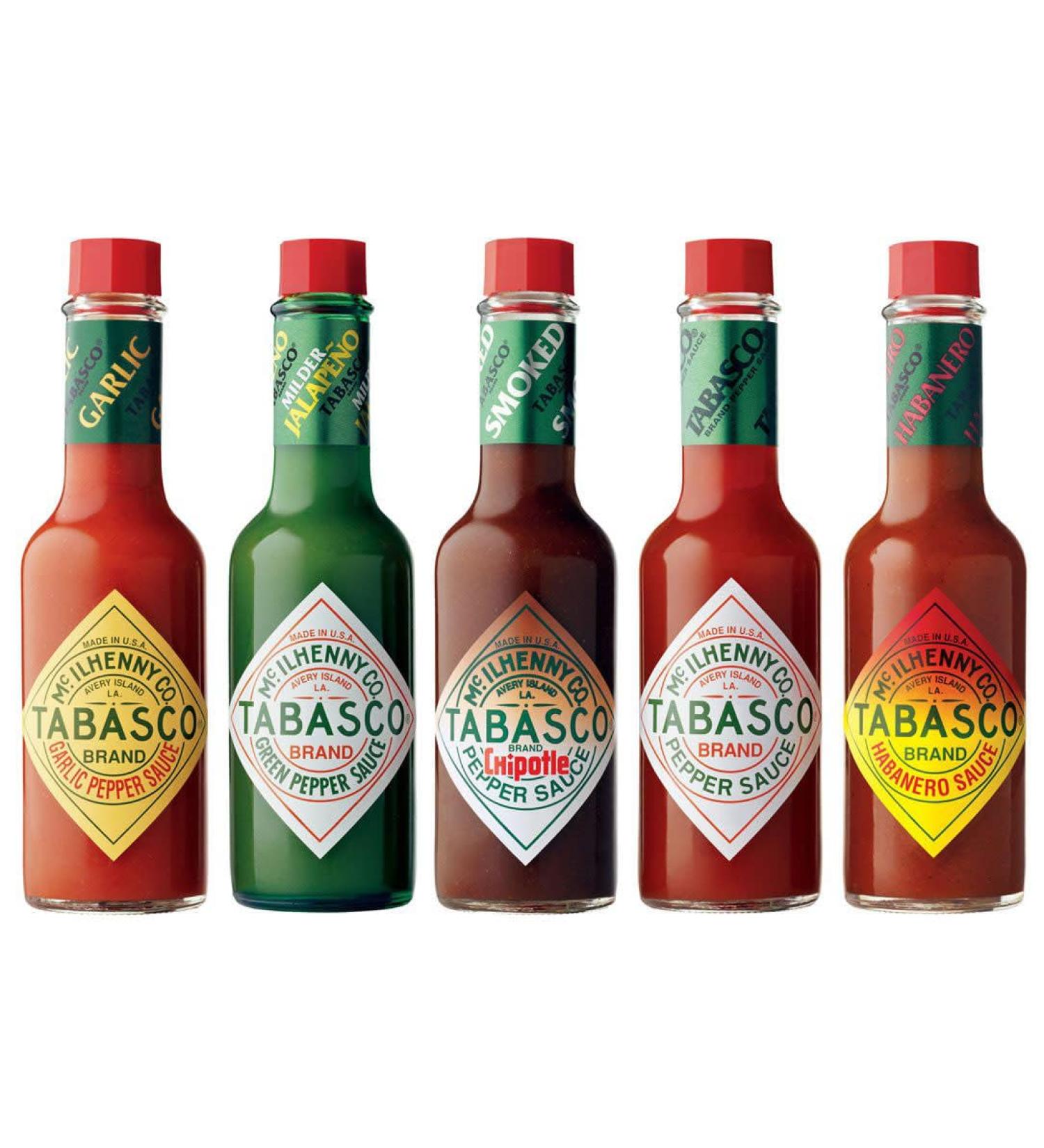 Tabasco Pepper Sauce 60ml - Set of 5 Flavours | Red | Green | Habanero | Chipotle | Garlic - Buy Online on GoSupps.com