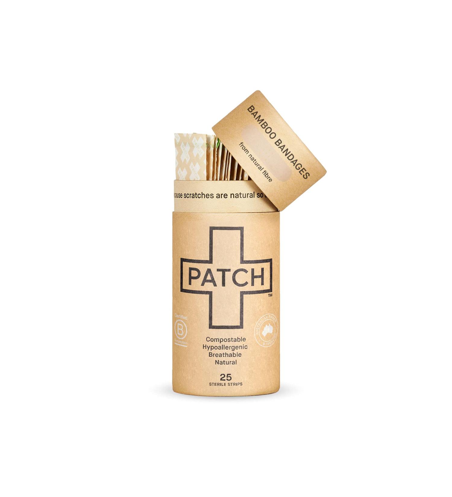 Patch Natural Bamboo Bandages - Eco-Friendly, Light 25 Pack for Cuts & Scratches - Buy Online on GoSupps.com