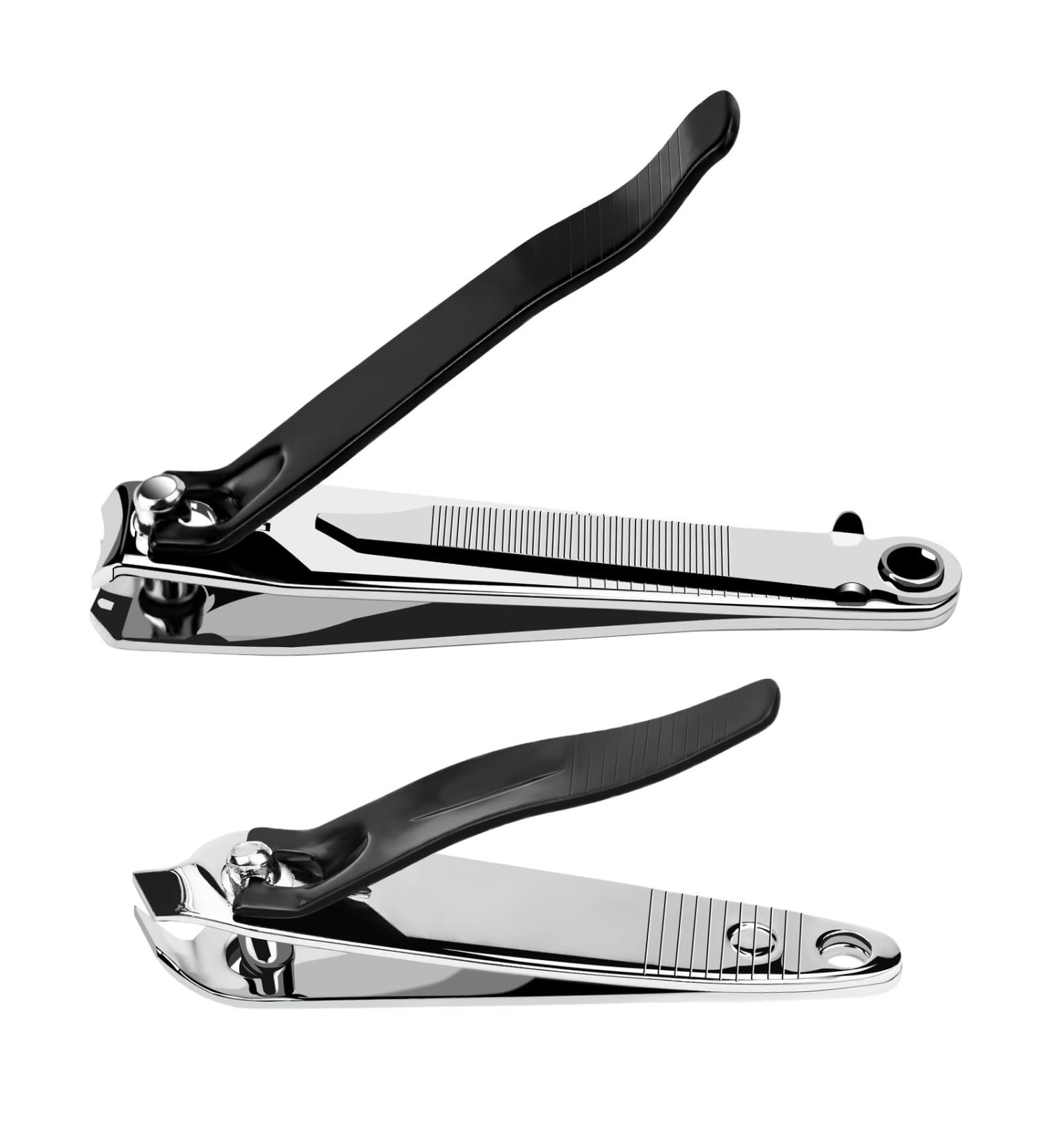 2 Pcs Heavy Duty Stainless Steel Nail Clippers for Thick Nails - Black+Silver - Buy Online on GoSupps.com