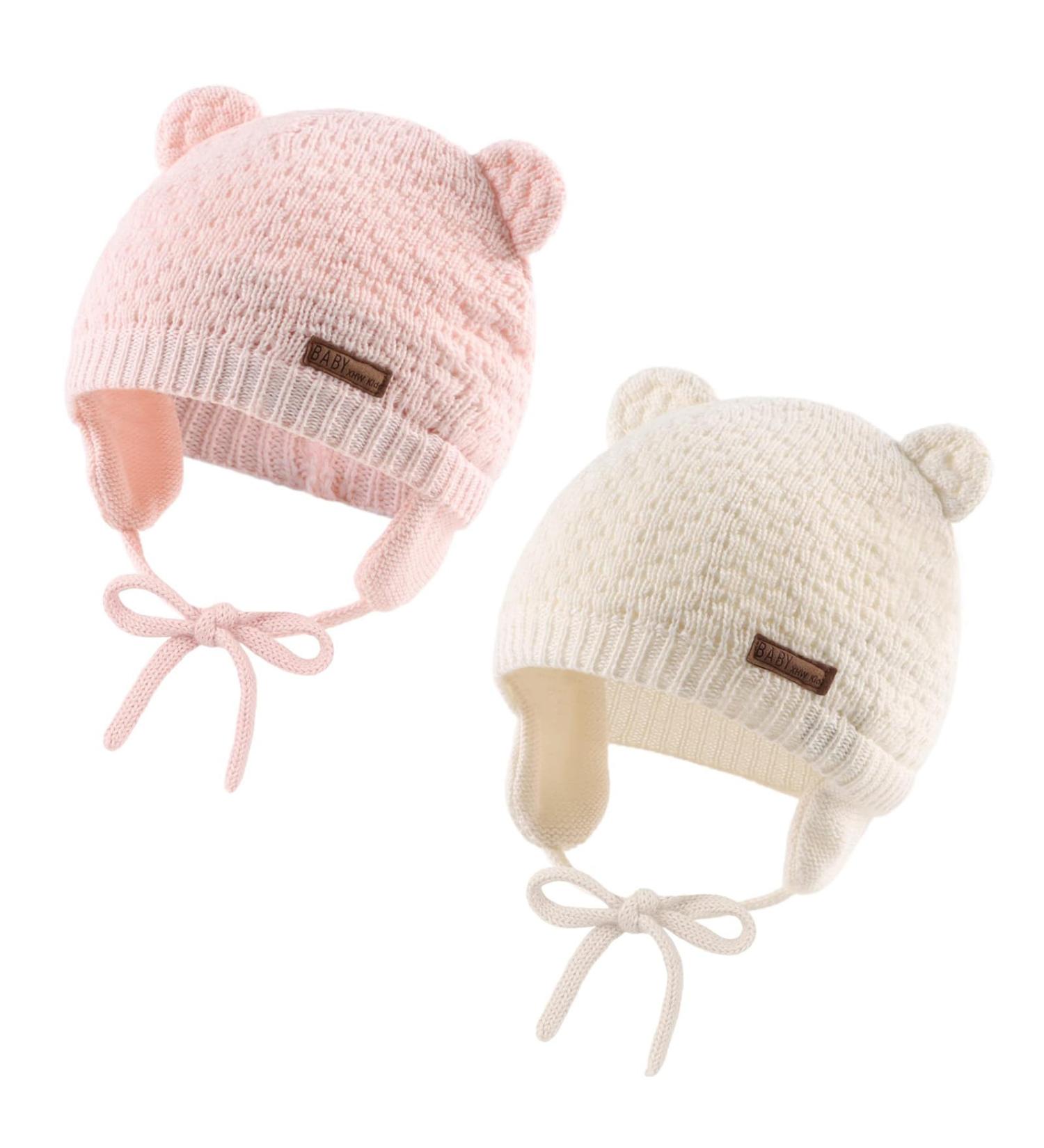 XIAOHAWANG Baby Bear Earflap Beanie Hat Set | Soft Knit Boy & Girl Hats 18m-3y | Autumn Winter 2Pcs - Buy Online on GoSupps.com
