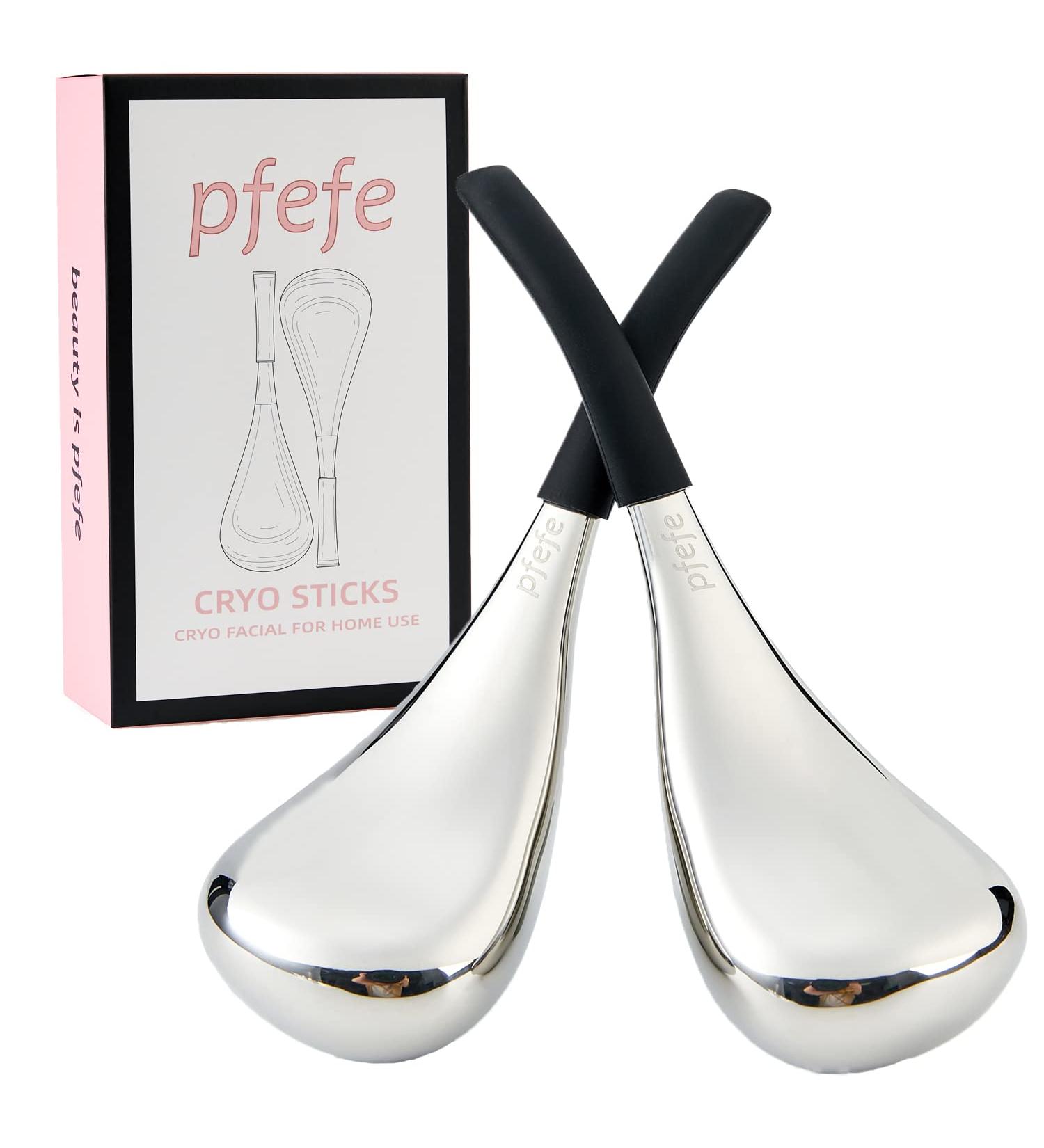 PFEFE Ice Globes Facial Skin Care Tools for Women - Stainless Steel Face Beauty Cryo Sticks for Girls - Esthetician Supplies Cooling Spa Globes with Storage Case - Buy Online on GoSupps.com