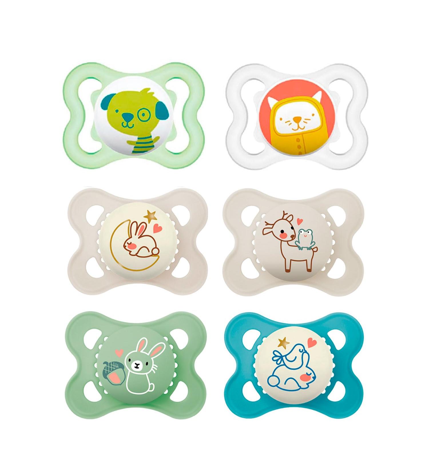 MAM Original Skin Soft Silicone Pacifier Set for 0-6 Months - 6 Pacifiers with 3 Sterilization Transport Boxes - International Shipping Available - Buy Online on GoSupps.com