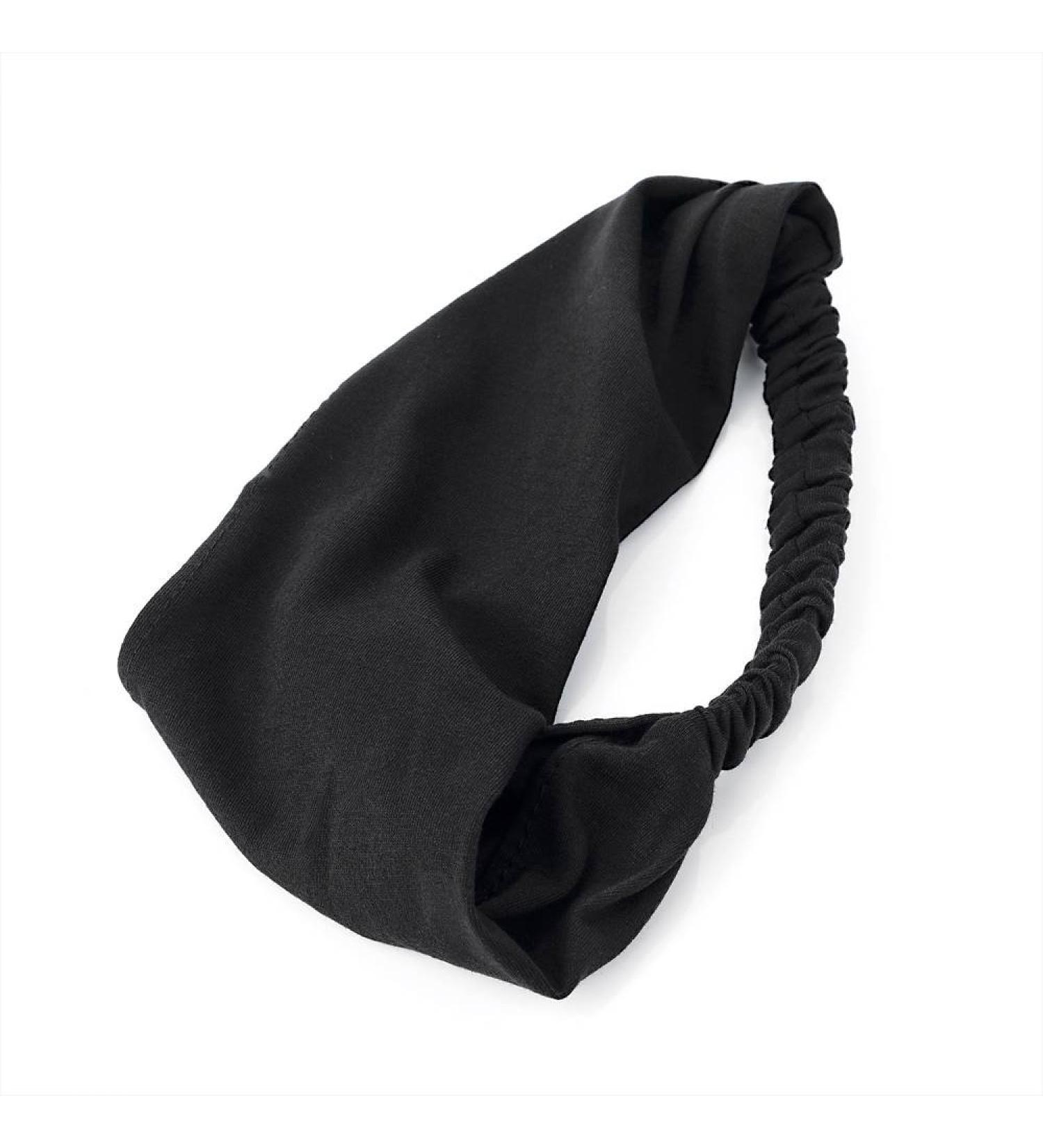 Plain Black Soft Jersey Cotton Fabric Headwrap Hair Band