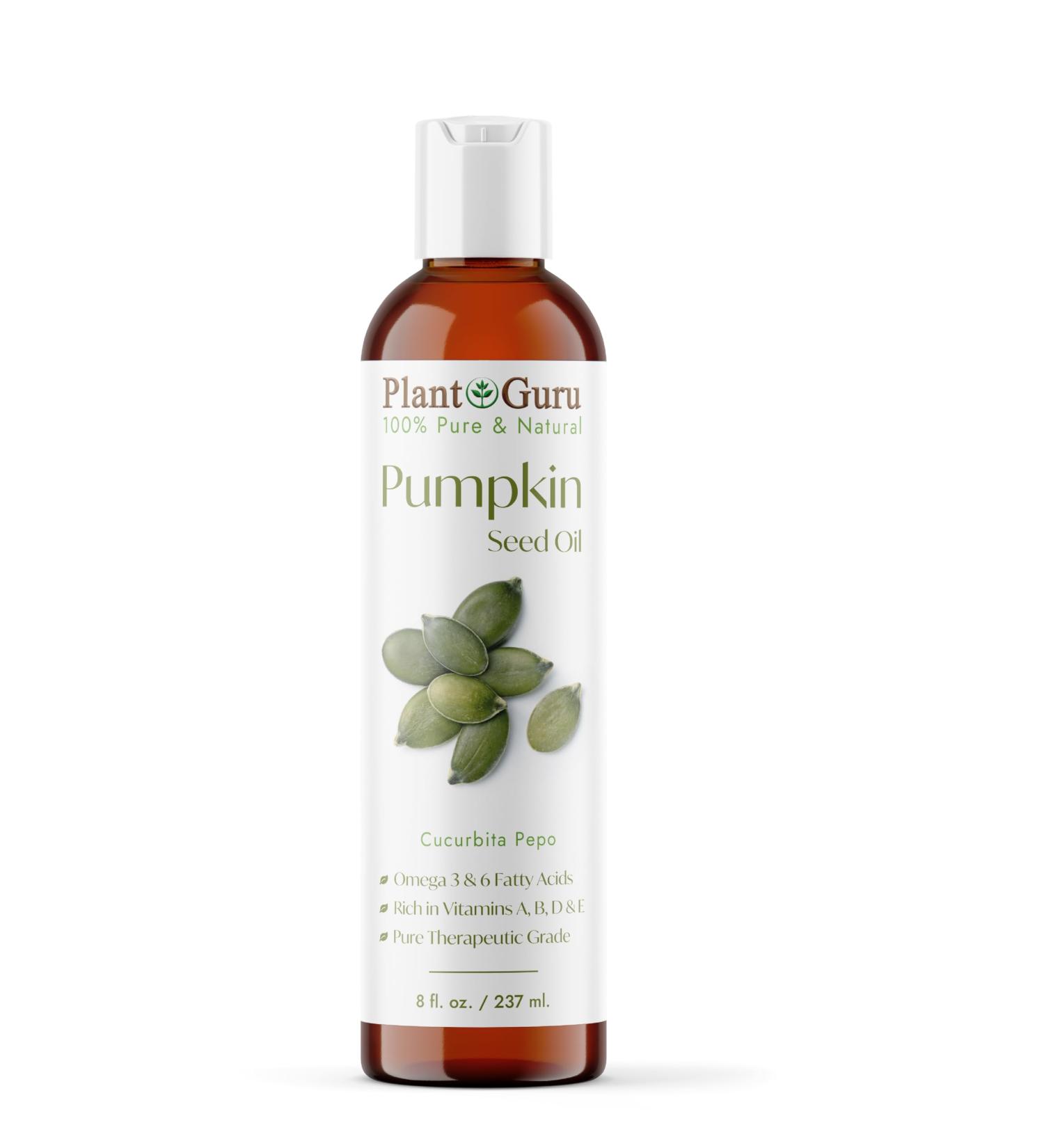Plant Guru Pumpkin Seed Oil 8 fl. oz. Cold Pressed 100% Pure & Natural Carrier Ideal for Skin Face Body and Hair Moisturizer. Great for DIY Creams Lotions and Lip Balms. - Buy Online on GoSupps.com