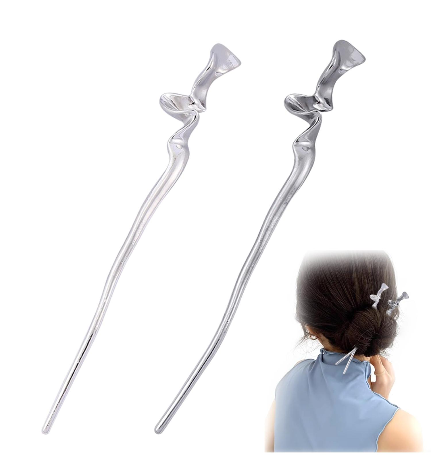 DHWEKU 2 pieces women's hair sticks retro hair sticks hair sticks for long hair beautiful and elegant holds the hair firmly suitable for hair styling design for decorative hair firm hairstyle - Buy Online on GoSupps.com