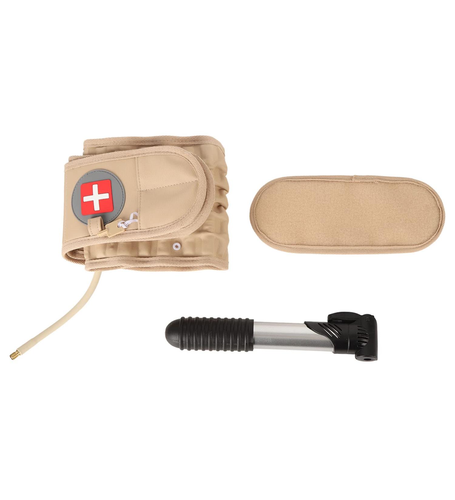 Inflatable Lumbar Traction Device - Lower Back Support Brace with Hand Pump - Reduce Pressure & Pain (Khaki) | International Shipping - Buy Online on GoSupps.com