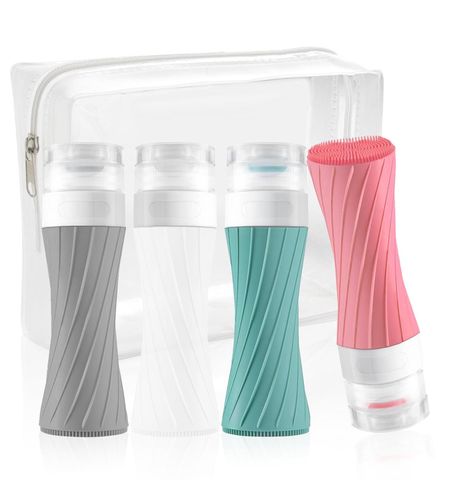 4-Pack Silicone Travel Bottles 90ml - BPA-Free Leak-Proof for Lotions & Shampoos - Perfect for Camping & Short Trips - Buy Online on GoSupps.com