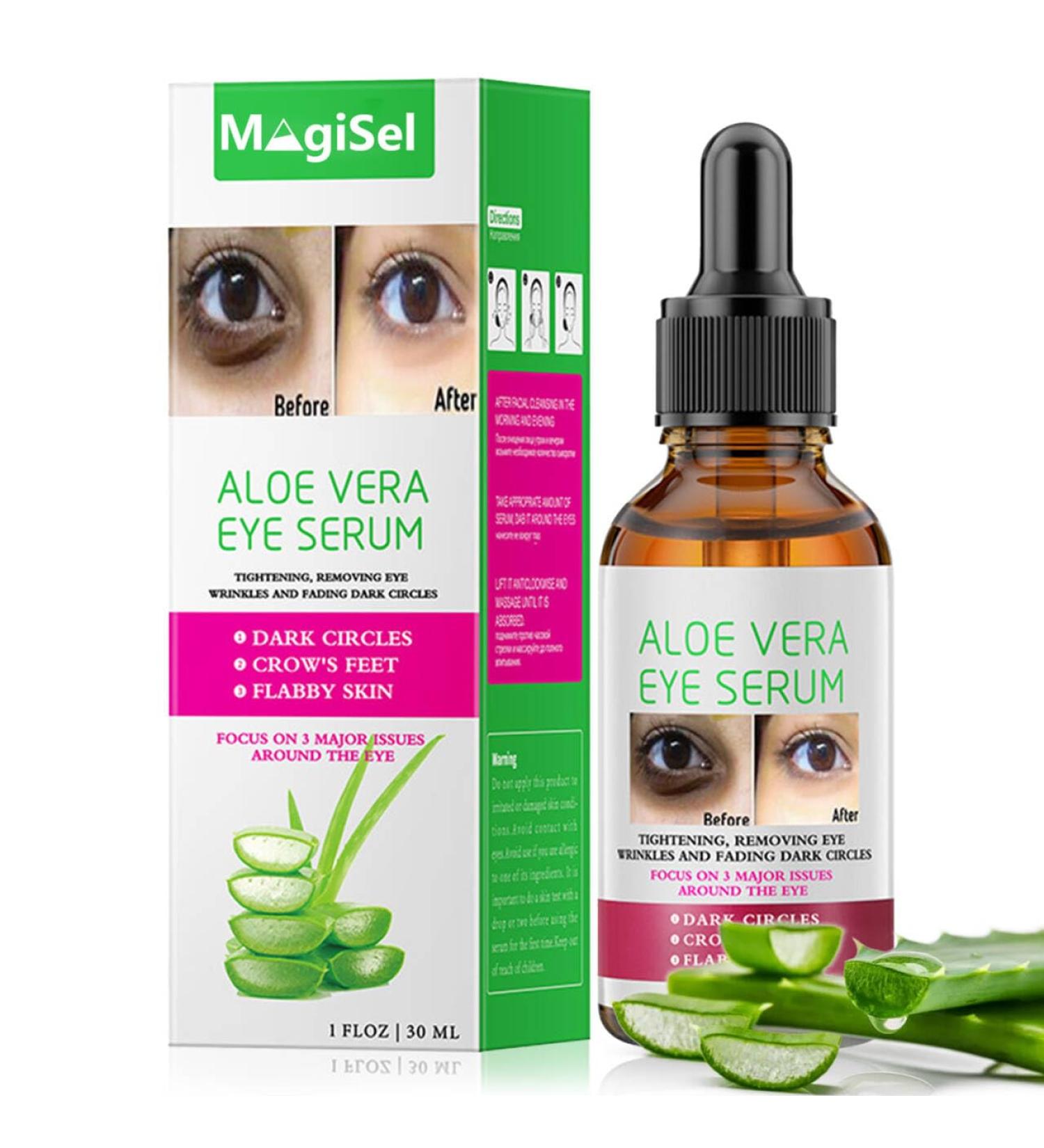 MagiForeign 30ml Aloe Vera eye serum eye care eye cream against eye rings and puffiness reduced tear bags creases and fine lines antiaging eye care serum for men and Fr - Buy Online on GoSupps.com
