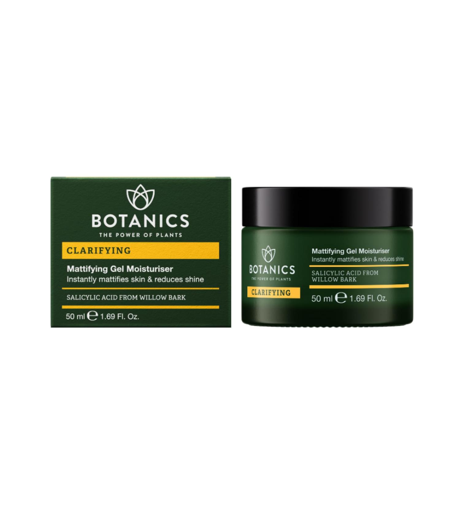 Botanics Clarifying Gel Moisturizer - Mattifying Facial Moisturizer with Salicylic Acid from Willow Bark - Reduces Shine & Improves Skin Texture - Vegan & Cruelty-Free (1.69 Fl Oz) - Buy Online on GoSupps.com