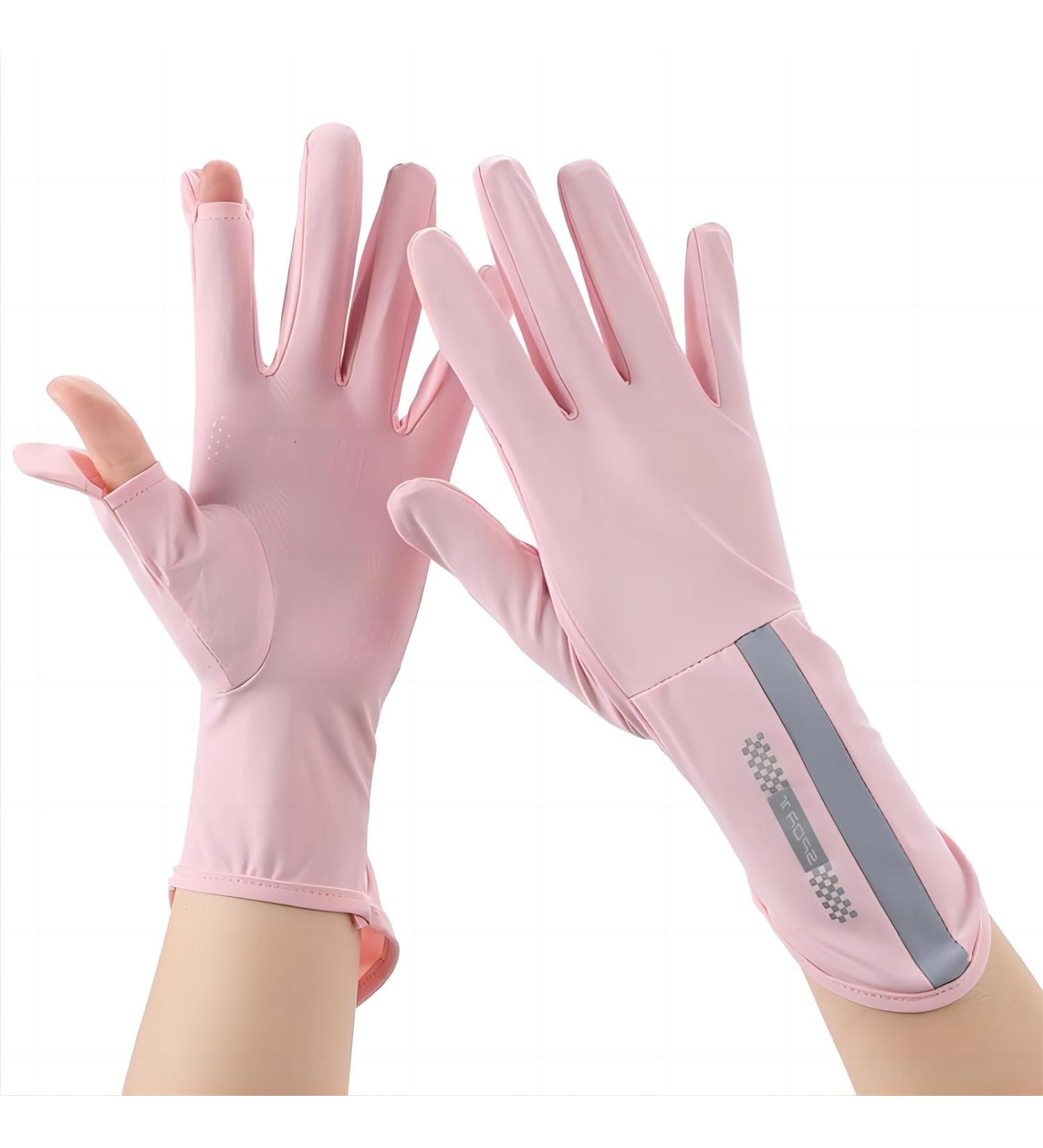 Porupael Women's UV Sun Protection Full Finger Touchscreen Gloves - Slipproof Summer Bicycle Golf and Fishing Gear in Pink - Buy Online on GoSupps.com