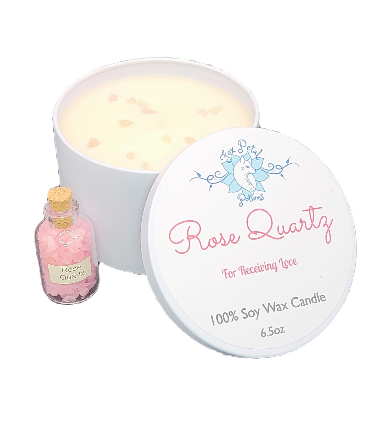 Gem Candle: Rose Quartz for Love - White | International Shipping Available - Buy Online on GoSupps.com