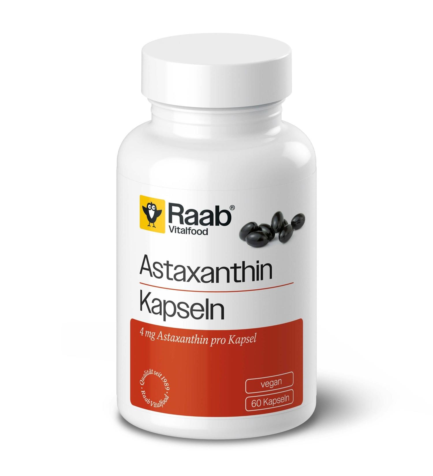 Raab Vitalfood Astaxanthin capsules Haematococcus algae 60 pieces vegan protection against oxidative stress 26 g can 1-pack (1 x 26.3 Grams)