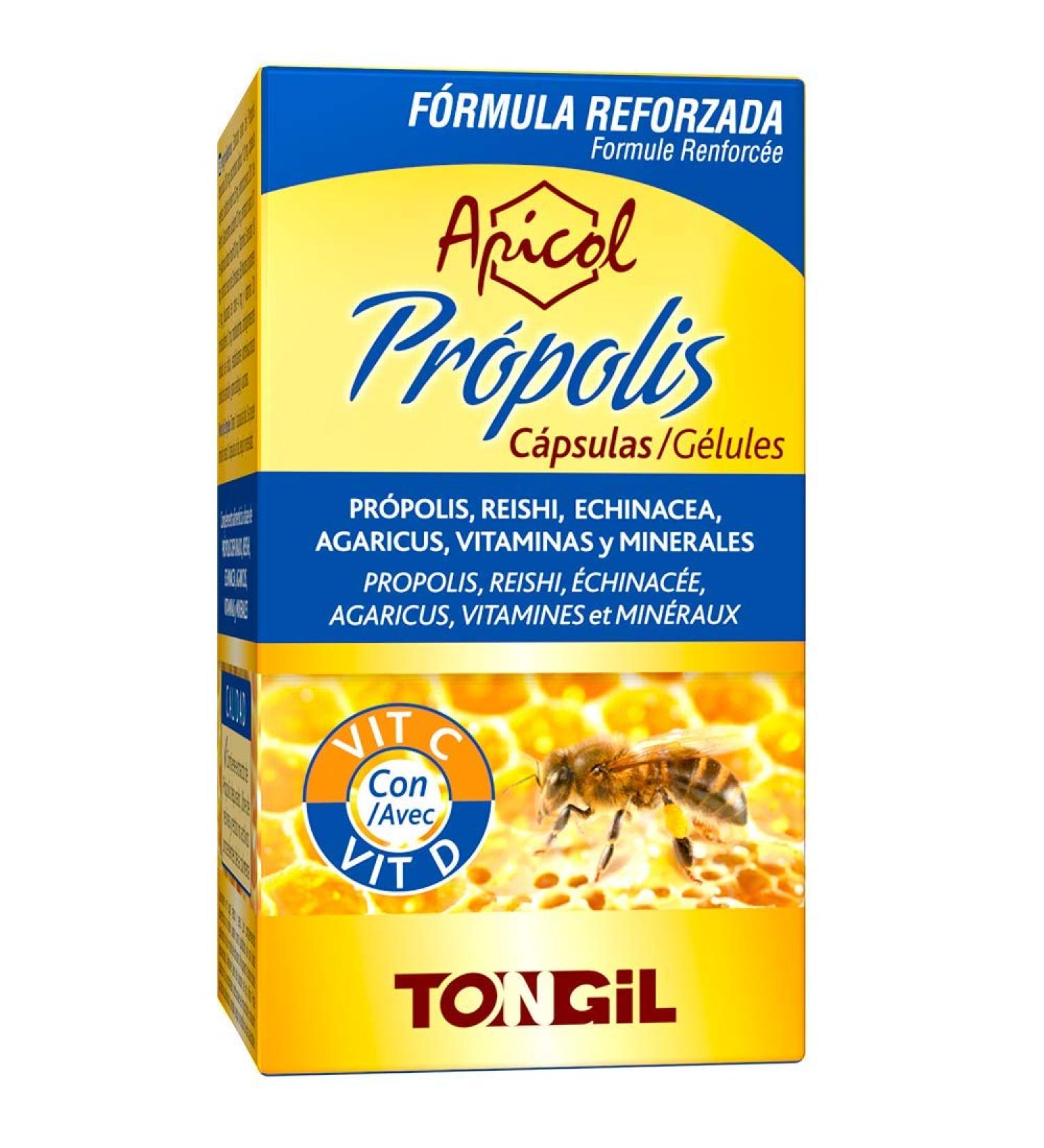 Propolis Capsules 12% Flavonoids | Reinforced Formula With Reishi Echinacea Agaricus | Enriched with Copper Iron Vitamin C and D | 40 Api-Nature Capsules - Buy Online on GoSupps.com