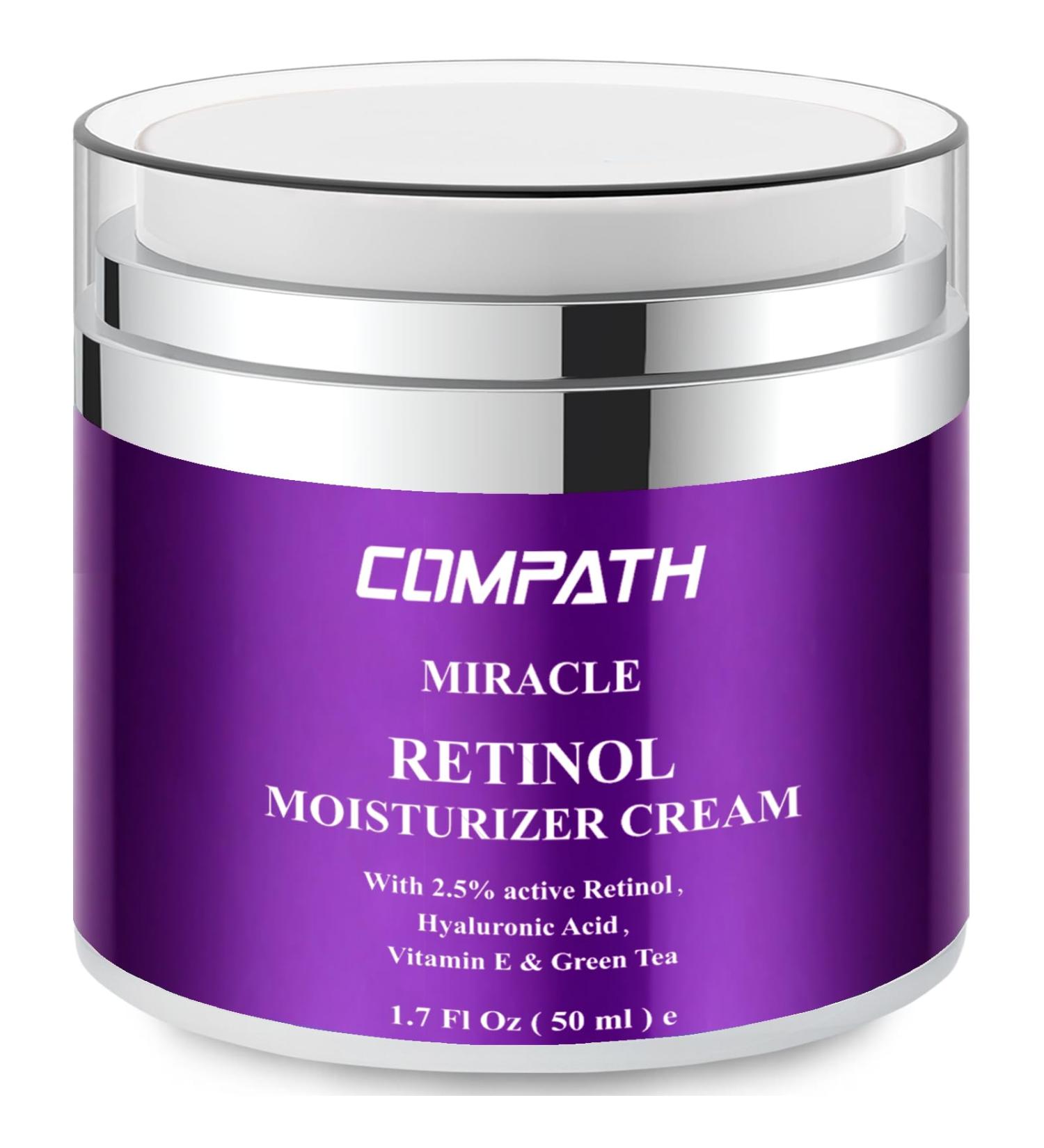 Retinol Moisturizer Cream COMPATH Anti-aging Wrinkle Night/Day Cream for Eye and Face Reduces Wrinkles and Fine Lines with 2.5% Active Retinol Hyaluronic Acid (1.7FL(Oz)) - Buy Online on GoSupps.com