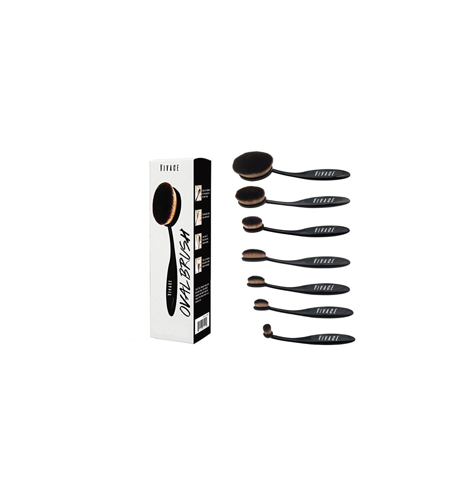 Pro Makeup Brush Set - 7 Piece Oval Head Brushes for Foundation, Concealer, Blending, Contouring - Multifunctional Tools - Buy Online on GoSupps.com