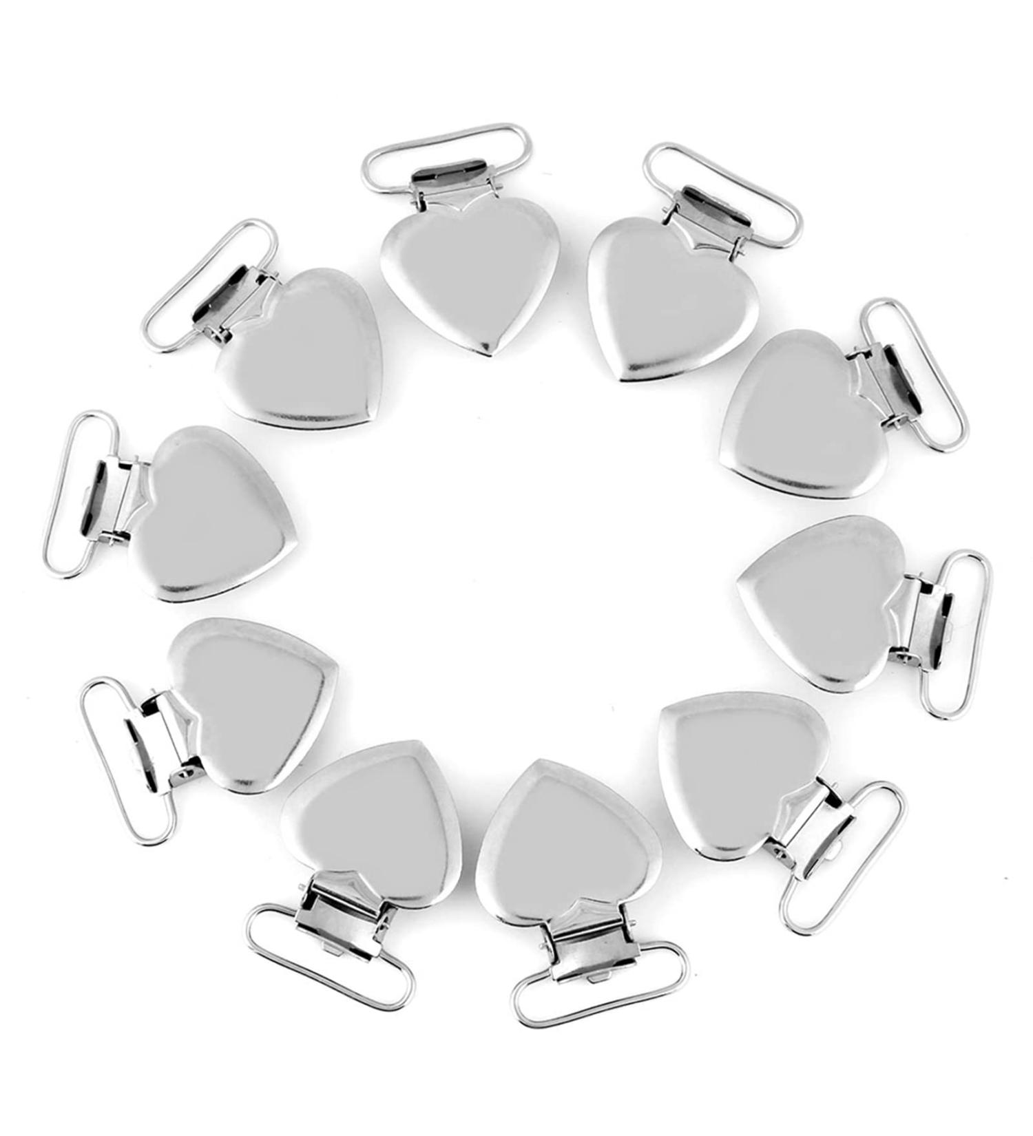 10pc Metal Heart Suspender Clips - DIY Pacifier Clips & Bib Holders | Perfect for Toys & Baby Essentials - Buy Online on GoSupps.com