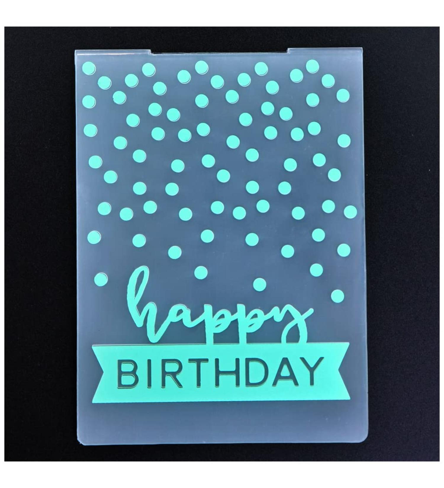 DDOUJOY Happy Birthday Background Plastic Embossing Folders for Card Making Scrapbooking and Other Paper Crafts 2101023