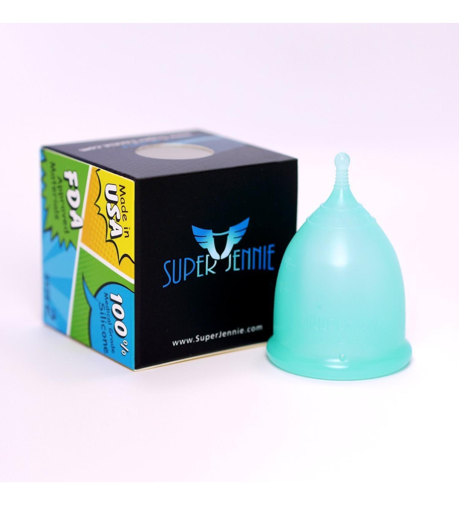 Super Jennie Menstrual Cup - Large Capacity Period Cup for Heavy Flow, Sensitive Bladder Users, Soft, Flexible, Tampon Pad Alternative - Large Teal Teal Large (Pack of 1)