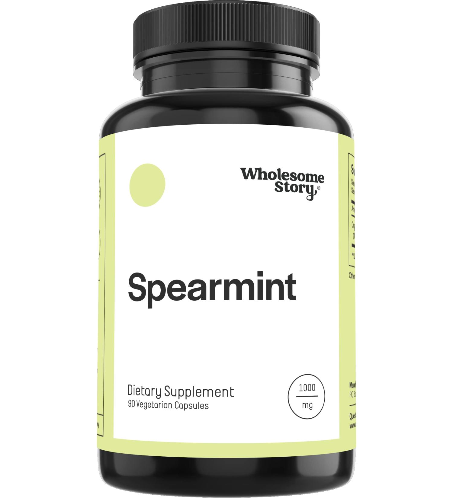 Organic Spearmint Capsules - 1000mg Spearmint Leaf Powder - Hormone Balance - Cognitive Support - Gut & Immune Health - PCOS Relief - 30-Day Supply - 90 Supplements - Buy Online on GoSupps.com