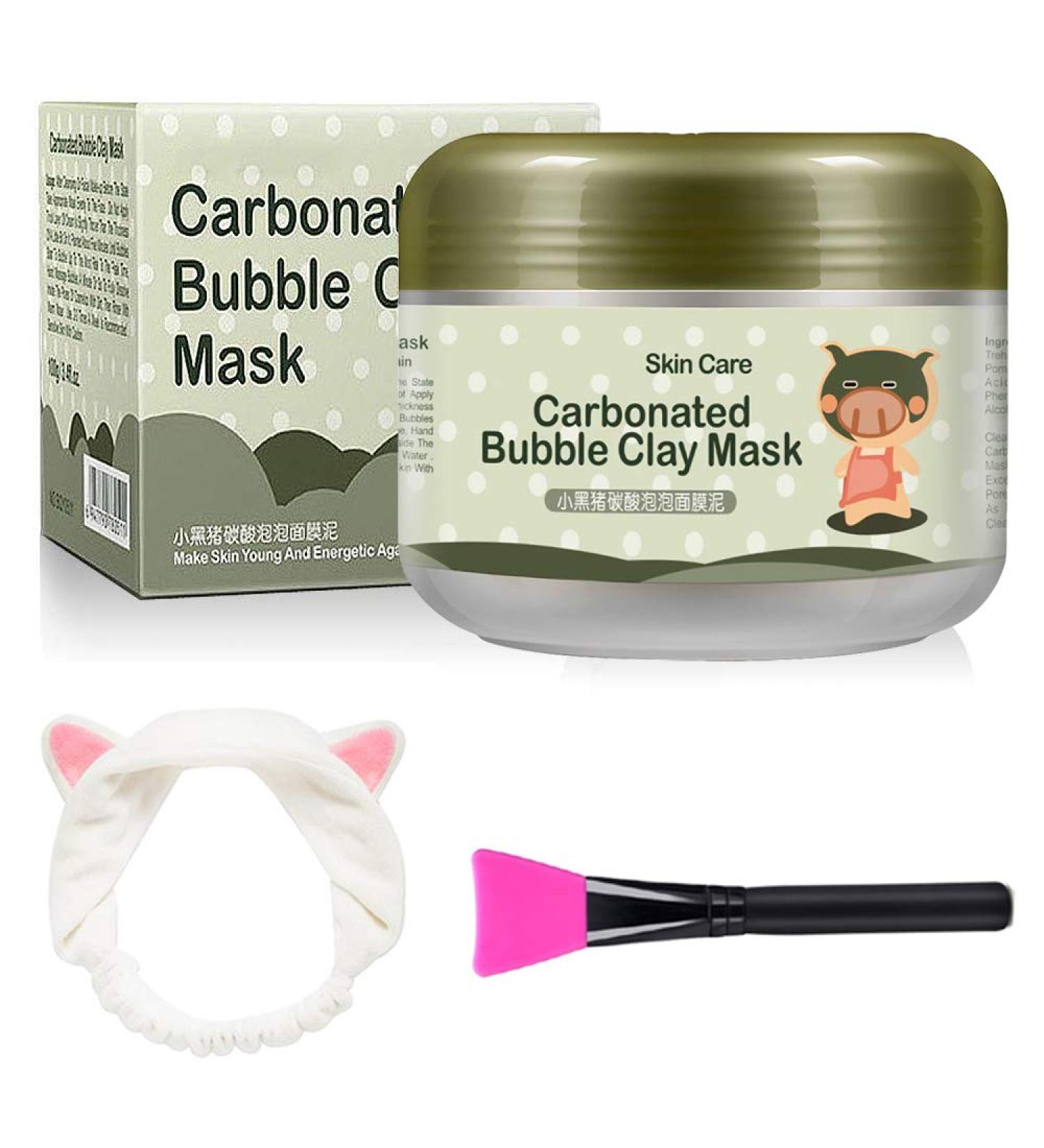 Carbonated Bubble Clay Mask - OCHILIMA Bubbles Mud Mask with Headband & Brush for Face Deep Cleansing Reduce Pores Purifying Face Mask for All Skin Types - 3.52 oz - Buy Online on GoSupps.com