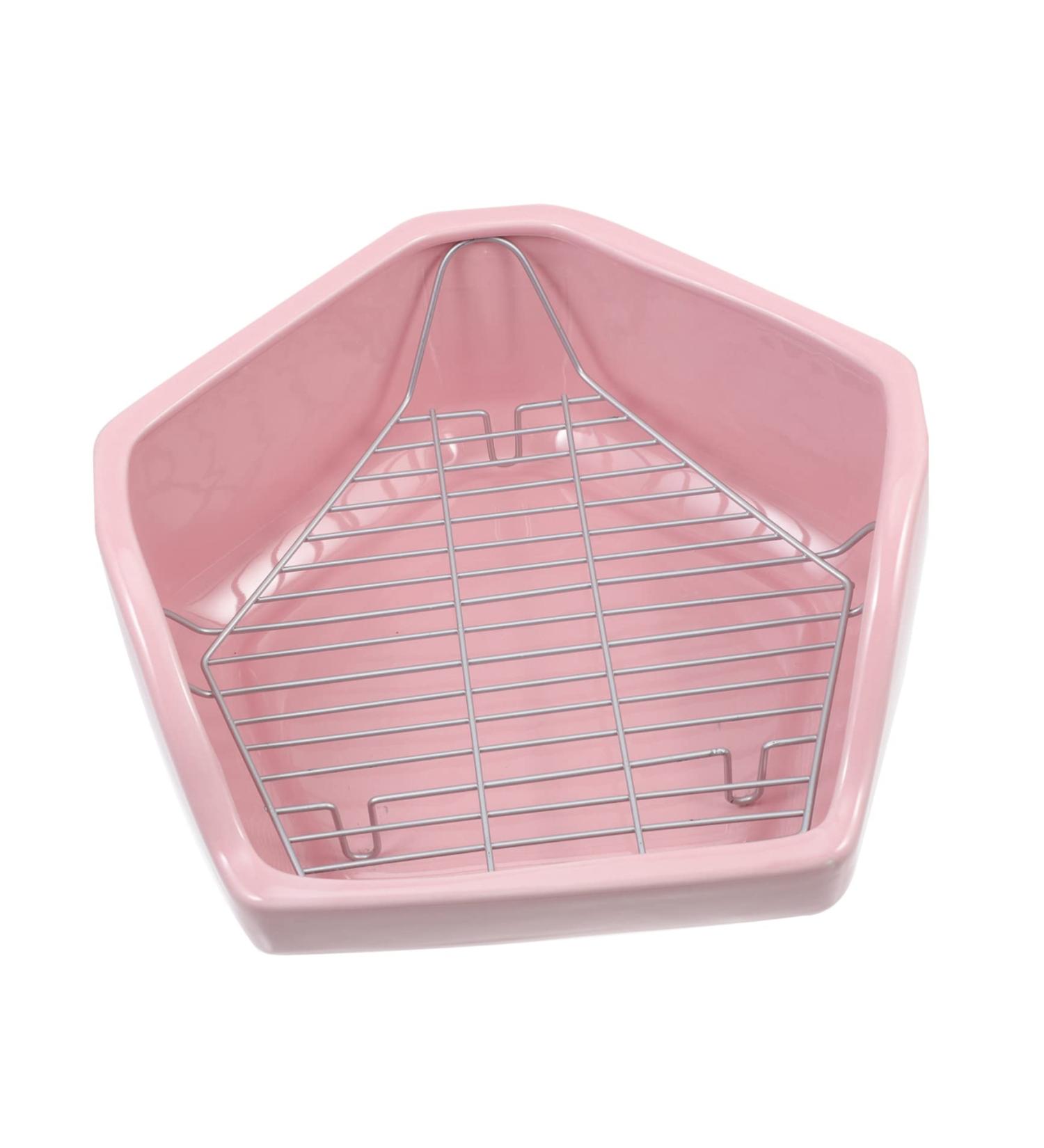 CORHAD Rabbit Toilet Pet Toilet Supply Triangle Potty Trainer Pet Training Toilet Pet Potty Ceramics Pink 30X26X12.5cm Pink - Buy Online on GoSupps.com