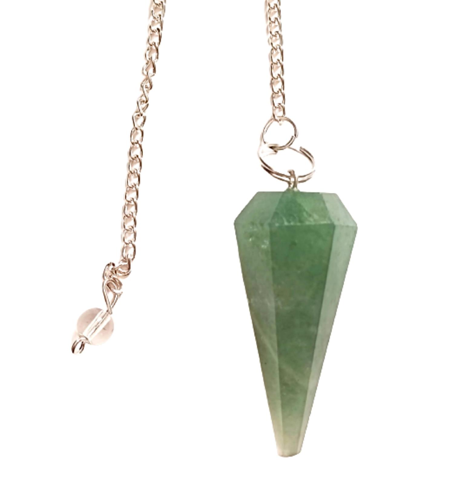 Crystal Pendulum Dowsing Pendulum Healing Crystals Orgonite Crystal Point Scrying Dowser 100% Genuine Gemstone Handcrafted Healing Crystal Gifts Witchcraft Supplies (Green Aventurine)