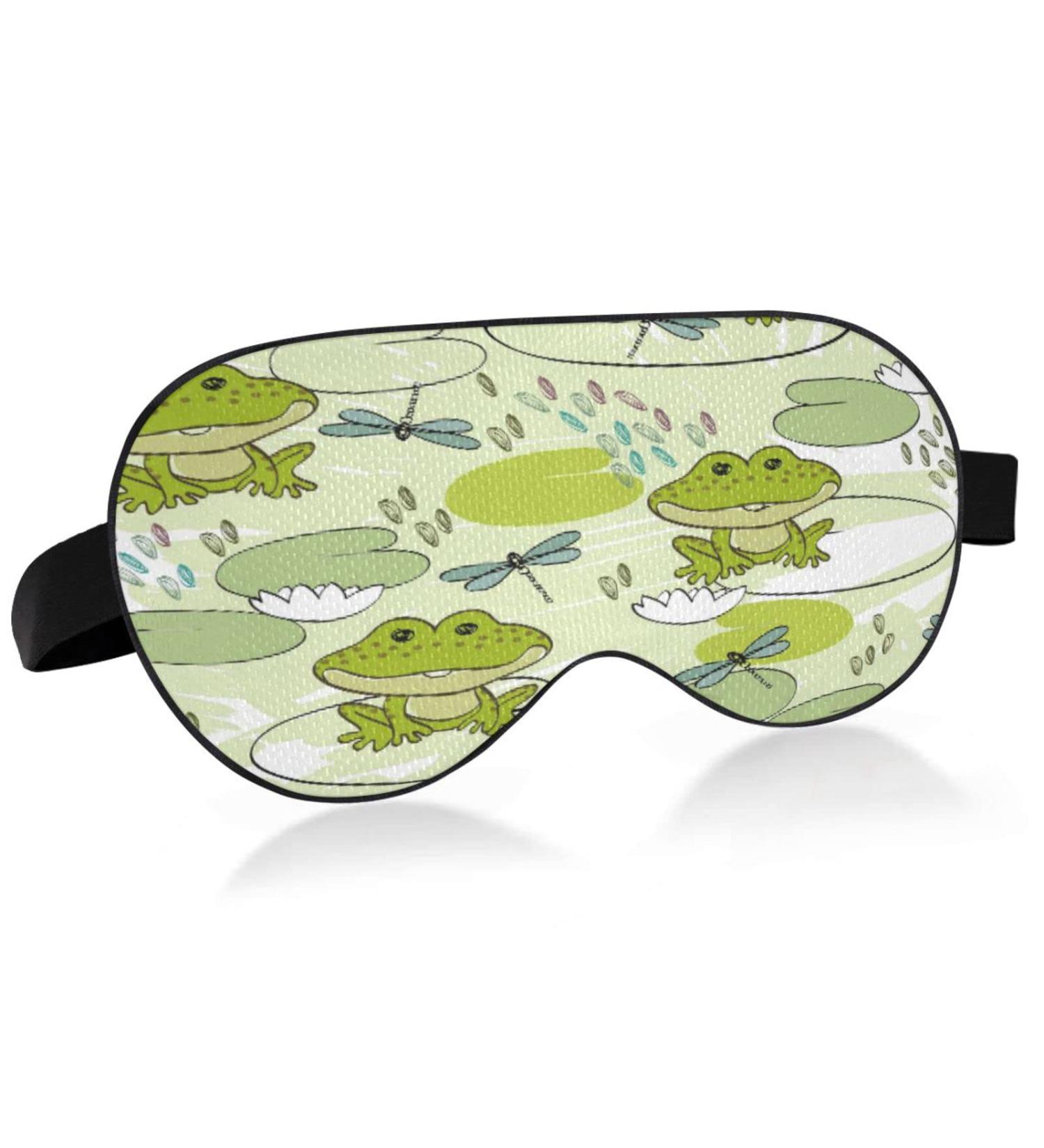 Cartoon Frogs Dragonflies Sleeping Eye Mask | Adjustable Strap | Breathable Blackout Comfort | Men & Women - Buy Online on GoSupps.com