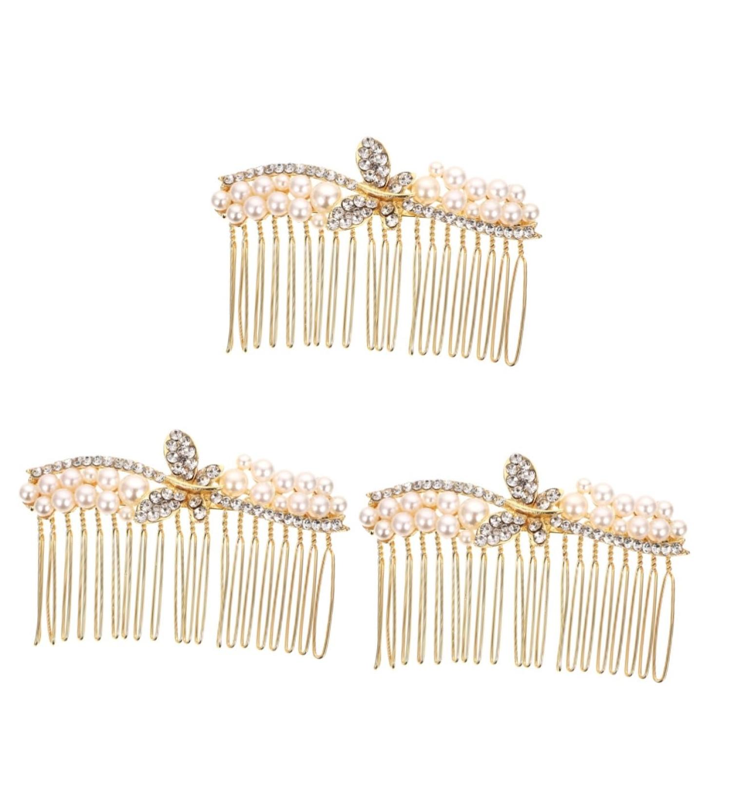FRCOLOR Hairpins Accessories hair accessories Hair up crystal hair gold crystal bride Crystal wedding hair pearl hair clip rhinestones pearl wedding alloy Miss hair bridal hair Comb - Buy Online on GoSupps.com