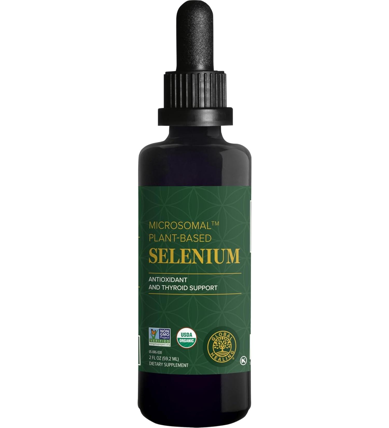 Global Healing Selenium 200mcg Supplements - Organic Antioxidants for Thyroid & Immune Support | Non-GMO, Gluten-Free, 60 Capsules - Buy Online on GoSupps.com