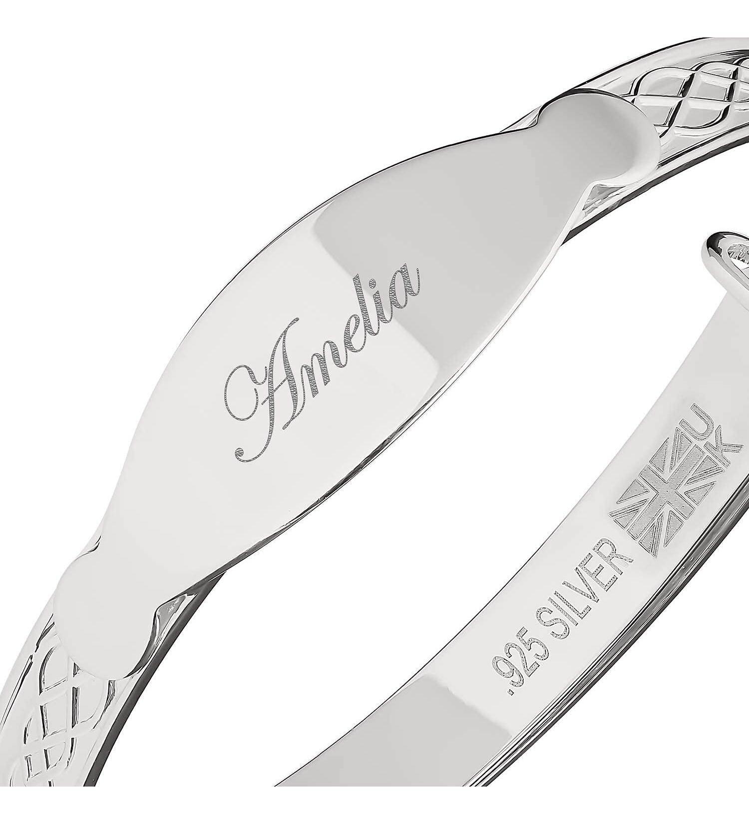 Dolce Valentina Personalised 925 Baby Bangle Bracelet for Baptism, Christening, Baby Shower - Infant 1-3 yrs - Buy Online on GoSupps.com