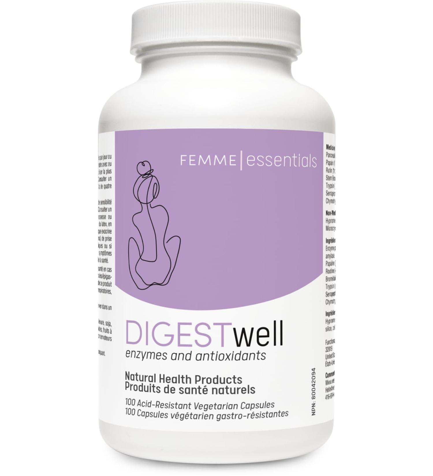 Digest Well - Full Spectrum Digestive Enzymes & Antioxidants - Acid-Resistant Capsules for Bloating & Gas - Dairy Gluten & Soy Free - 100 Caps